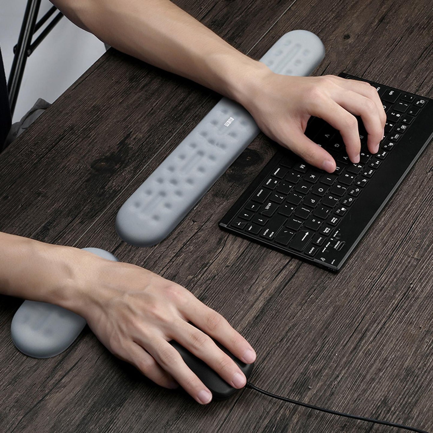 Memory Foam Keyboard Wrist Pad Mouse Cushion for Gaming Work small gray