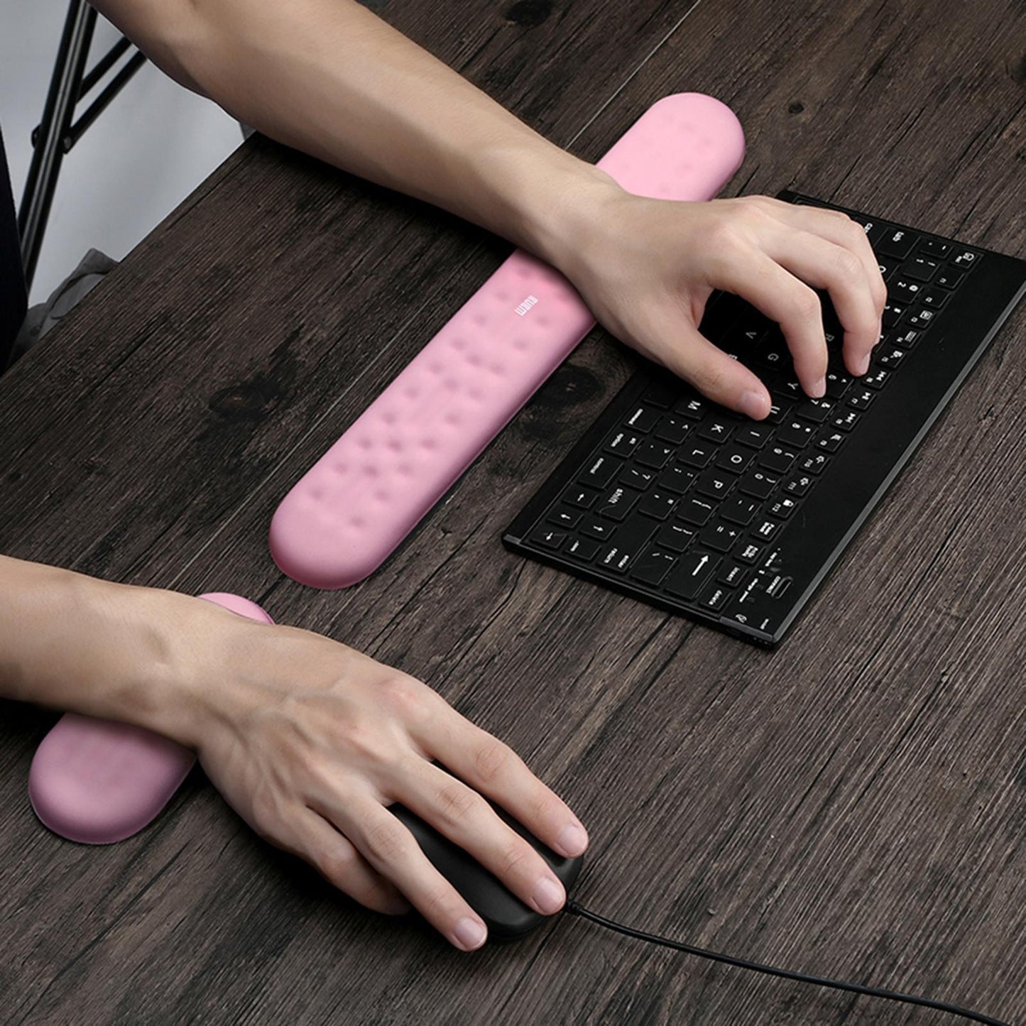 Memory Foam Keyboard Wrist Pad Mouse Cushion for Gaming Work large pink