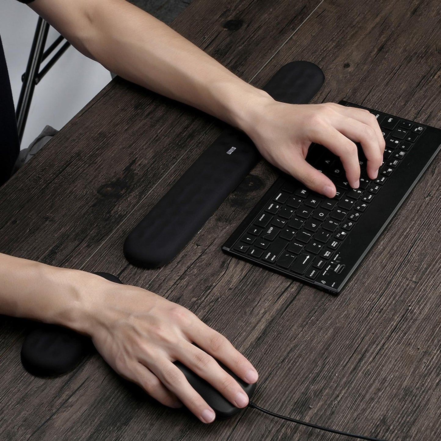Memory Foam Keyboard Wrist Pad Mouse Cushion for Gaming Work large black