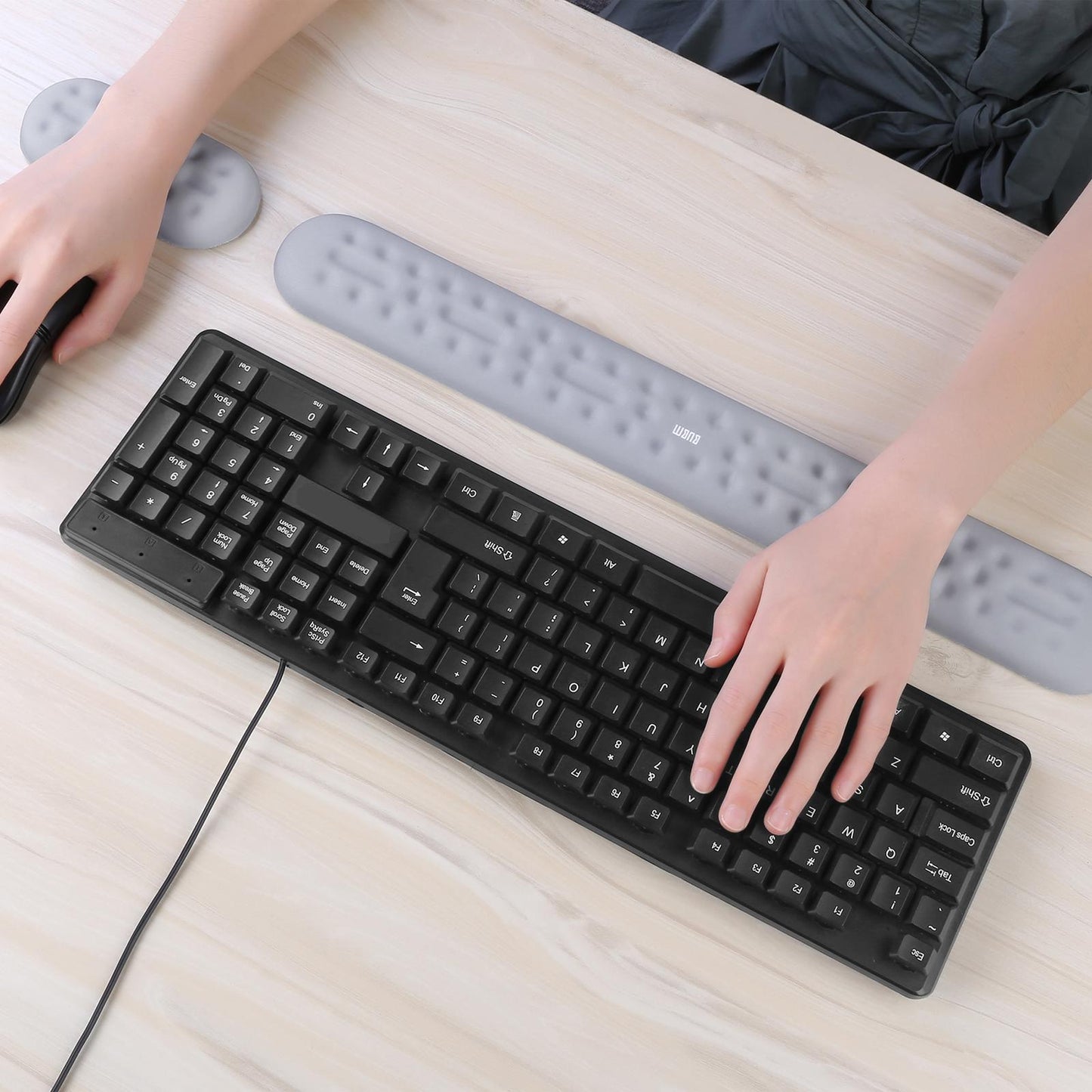 Memory Foam Keyboard Wrist Pad Mouse Cushion for Gaming Work large gray