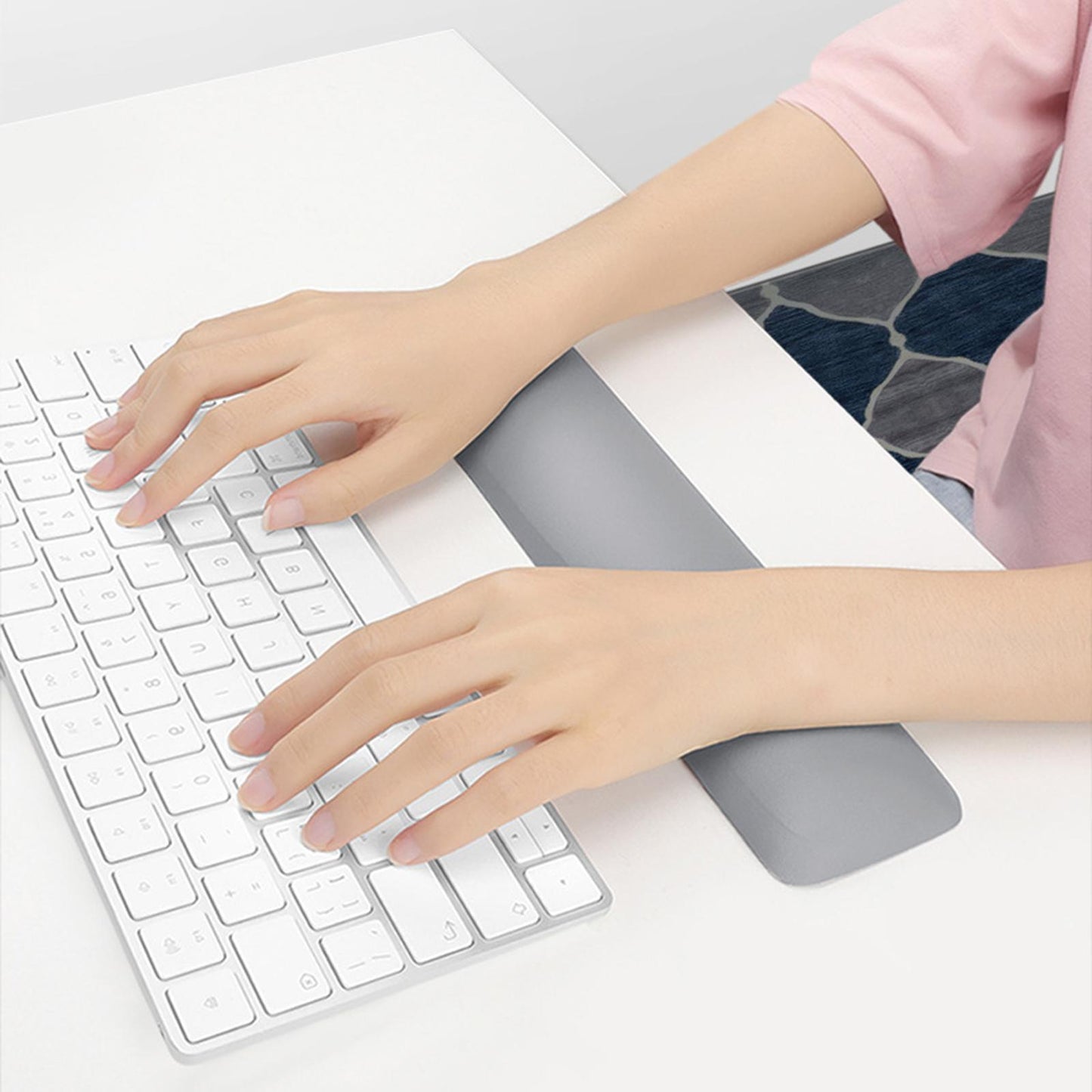 Keyboard Mouse Wrist Rest Pad Memory Foam Set A Large Size Pink