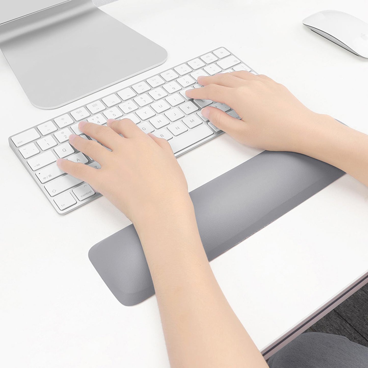 Keyboard Mouse Wrist Rest Pad Memory Foam Set B Medium Silver