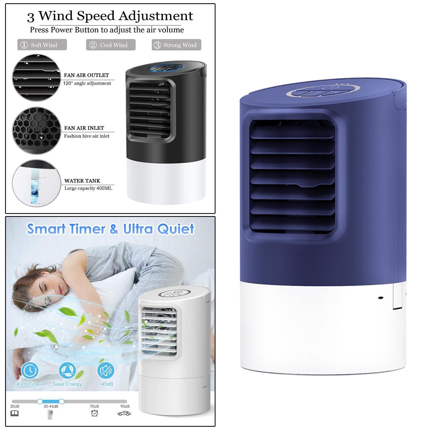 Mini Air Conditioner Fan Bedroom Air Cooler with Timer EU Plug Purple