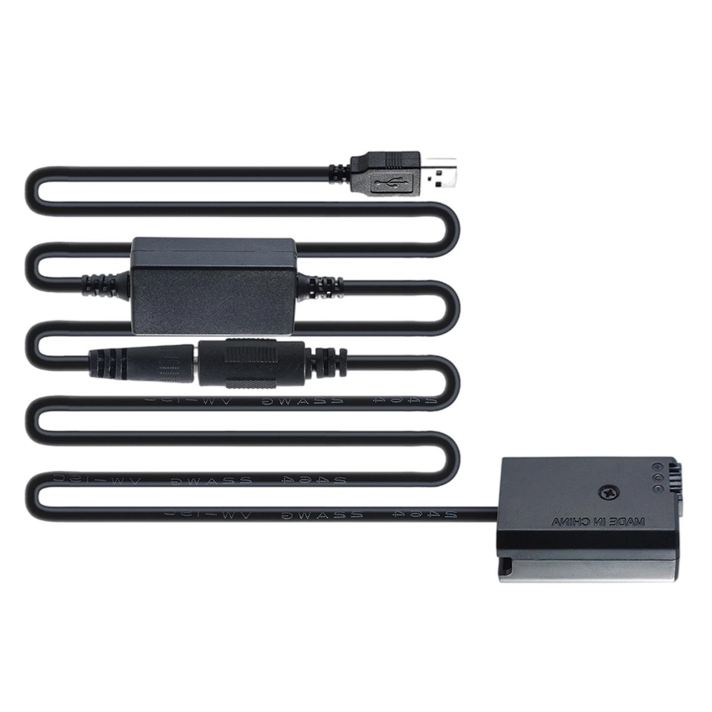USB Decoded DC Coupler for NP-FW50 Battery Adapter fits Sony 2m Cable Black