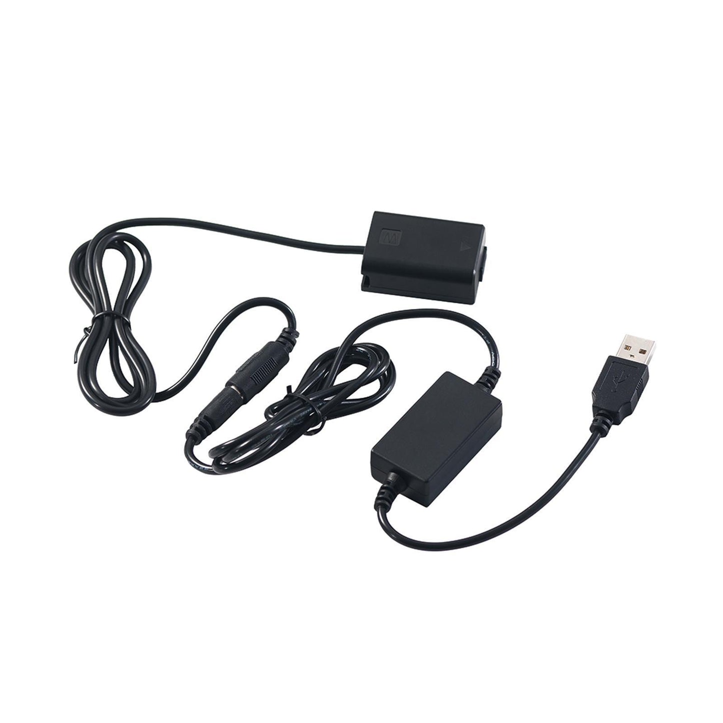 USB Decoded DC Coupler for NP-FW50 Battery Adapter fits Sony 2m Cable Black