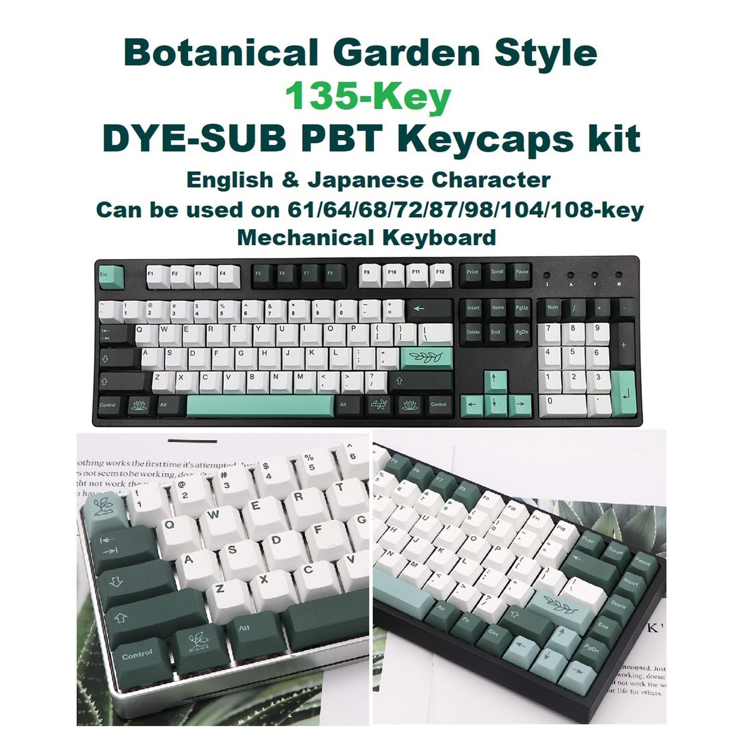 135-Key PBT Garden Theme Keycaps for Cherry 61 64 68 72 98 keys English