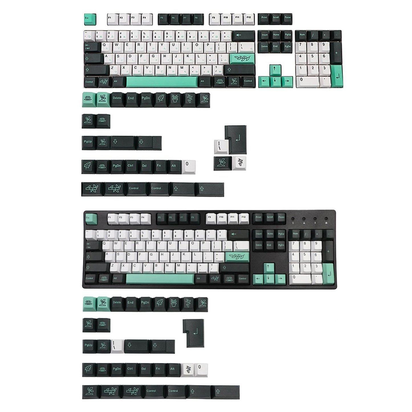 135-Key PBT Garden Theme Keycaps for Cherry 61 64 68 72 98 keys English
