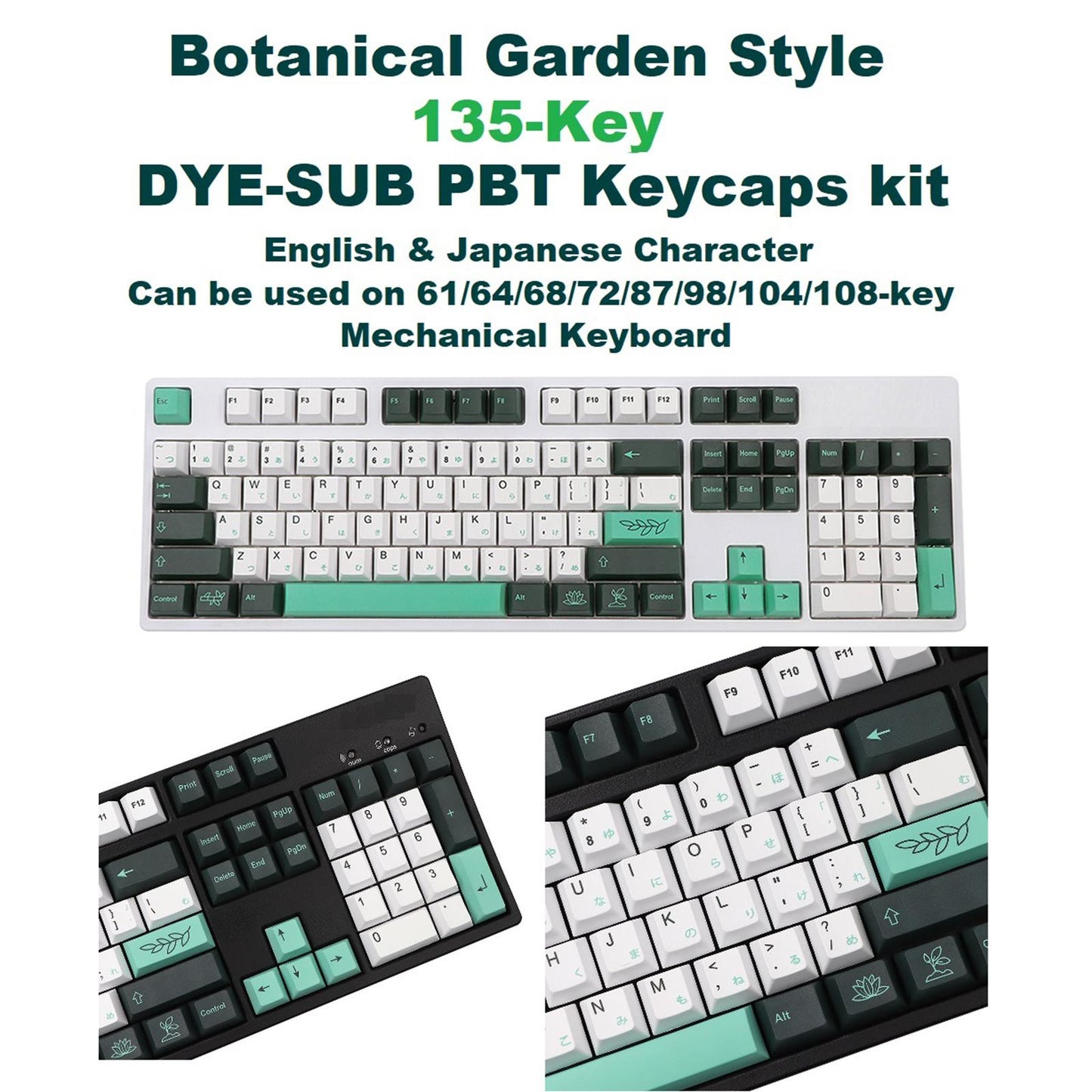 135-Key PBT Garden Theme Keycaps for Cherry 61 64 68 72 98 keys Japanese