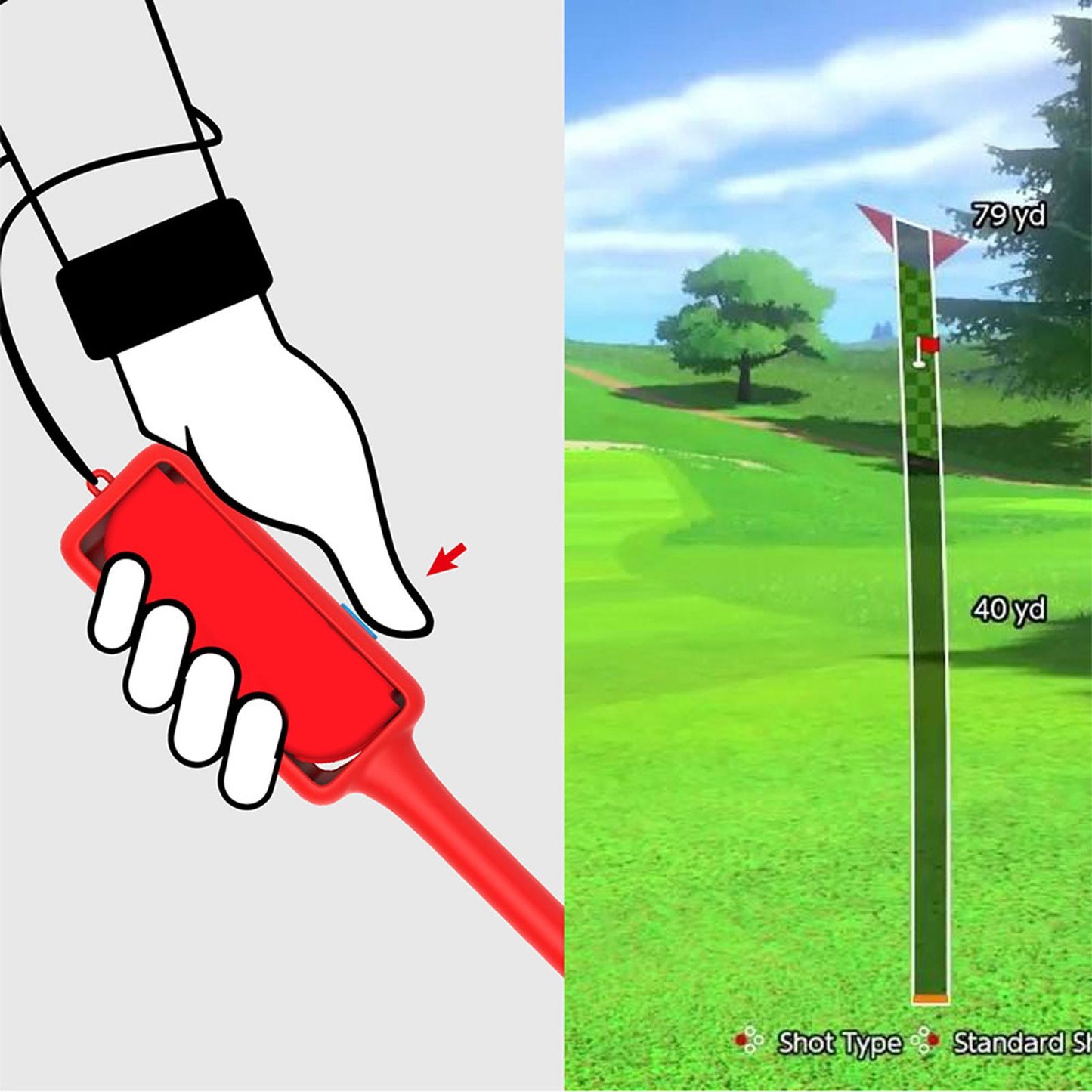 2x Golf Game Grip for Nintendo Switch Golf Clubs Accessories Red Blue