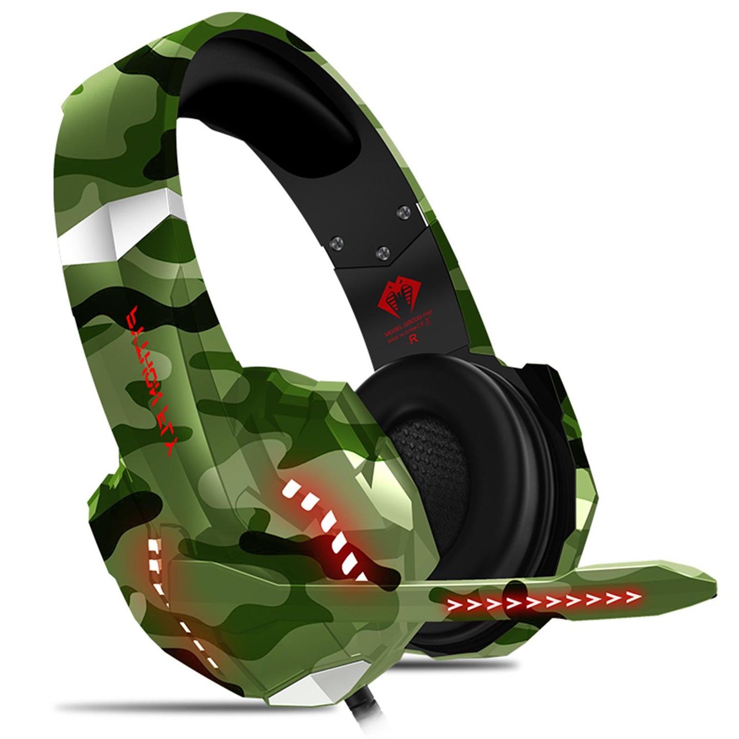 Camouflage Cat Ear Gaming Headset for PC Games Laptop TV Green