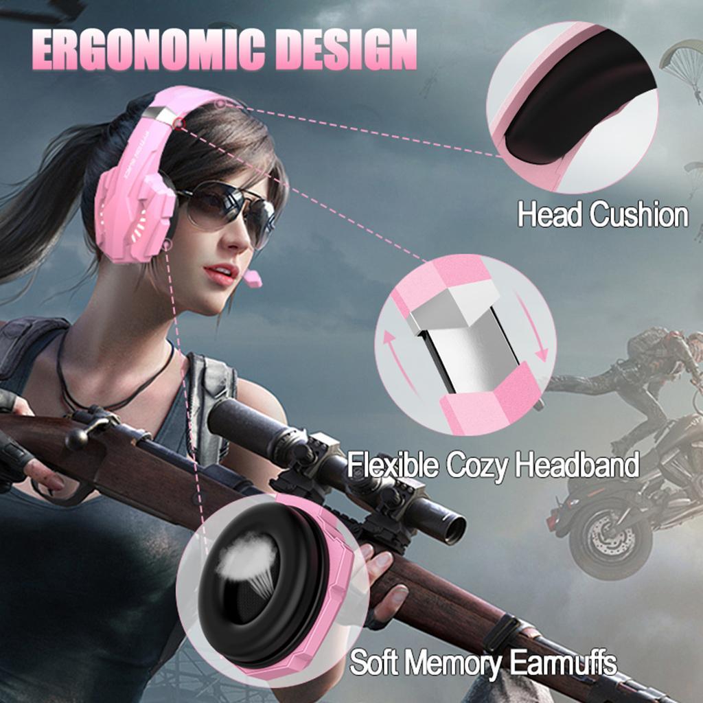 G9000mini Stereo Gaming Headset Over Ear Noise Cancelling Mic for PS4 Pink