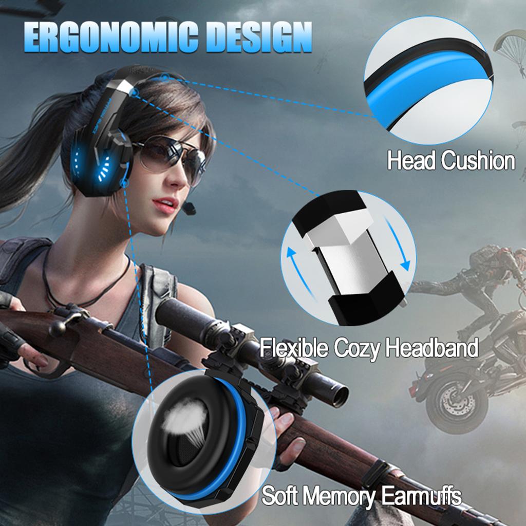 G9000mini Stereo Gaming Headset Over Ear Noise Cancelling Mic for PS4 Blue