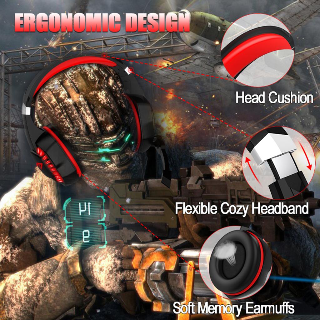 G2000PRO Wired Stereo Gaming Headset Over Ear with Noise Cancelling Mic Red