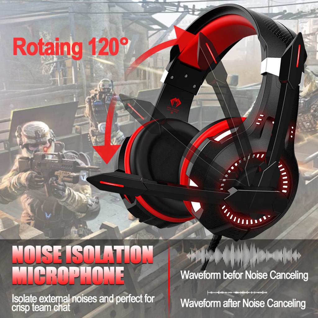 Over Ear Gaming Headset with MIC Earpiece 3.5mm Interface Red