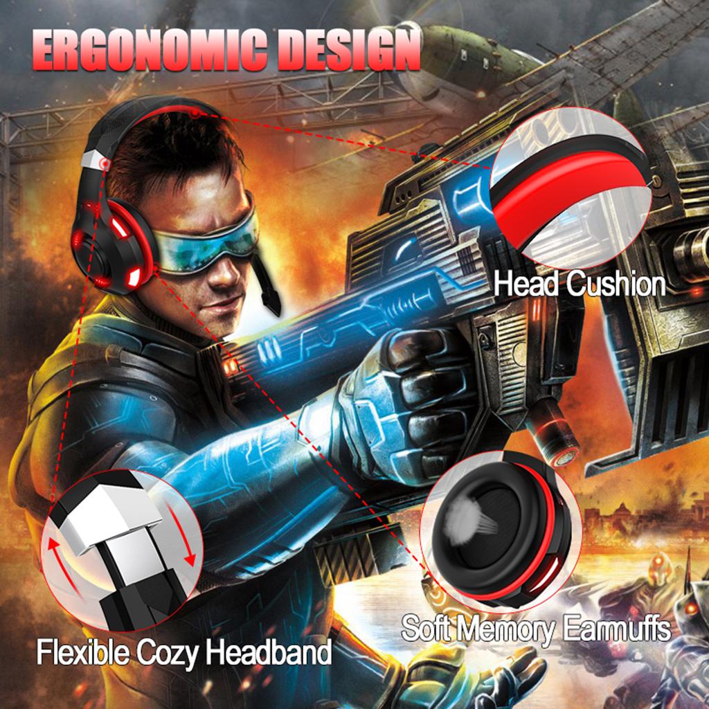 Over Ear Gaming Headset with MIC Earpiece 3.5mm Interface Red