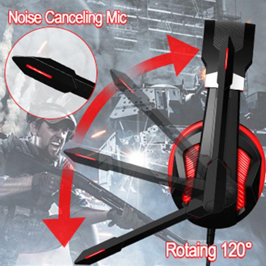Over Ear Gaming Headset with MIC Headphone Soft Earmuffs Volume Control Red