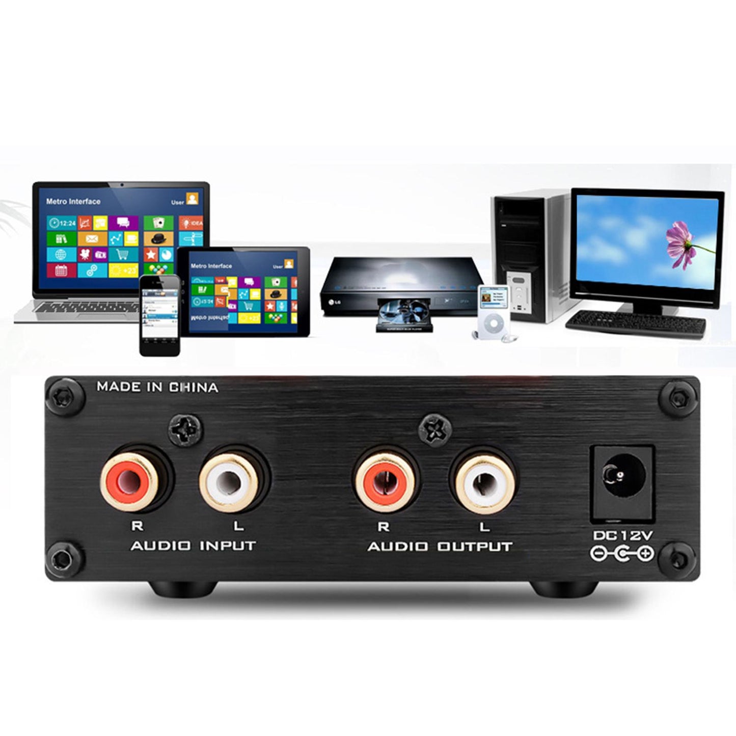 Vacuum Tube Preamplifier 6K4 Mini Electronic for Home Audio Player Black
