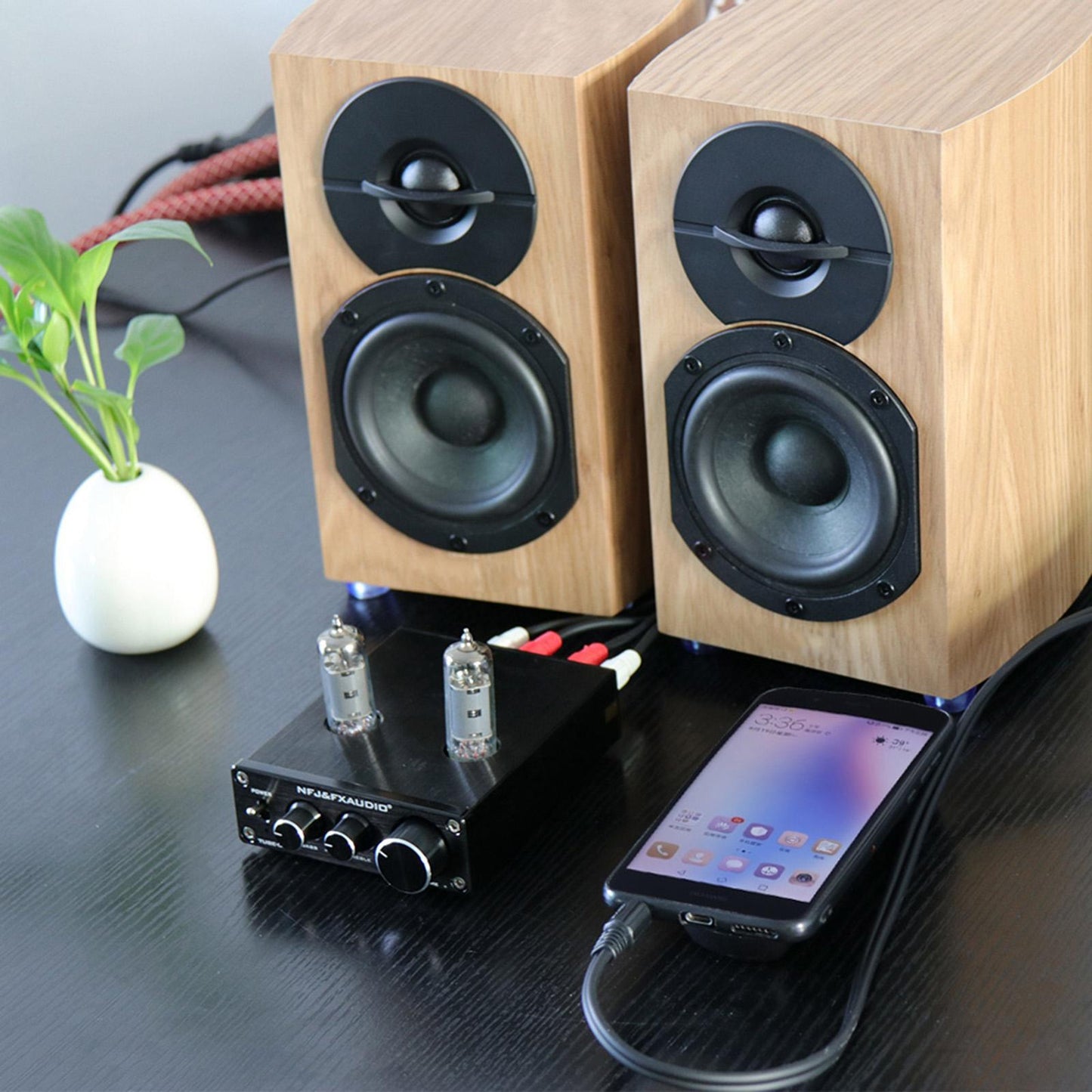 Vacuum Tube Preamplifier 6K4 Mini Electronic for Home Audio Player Black