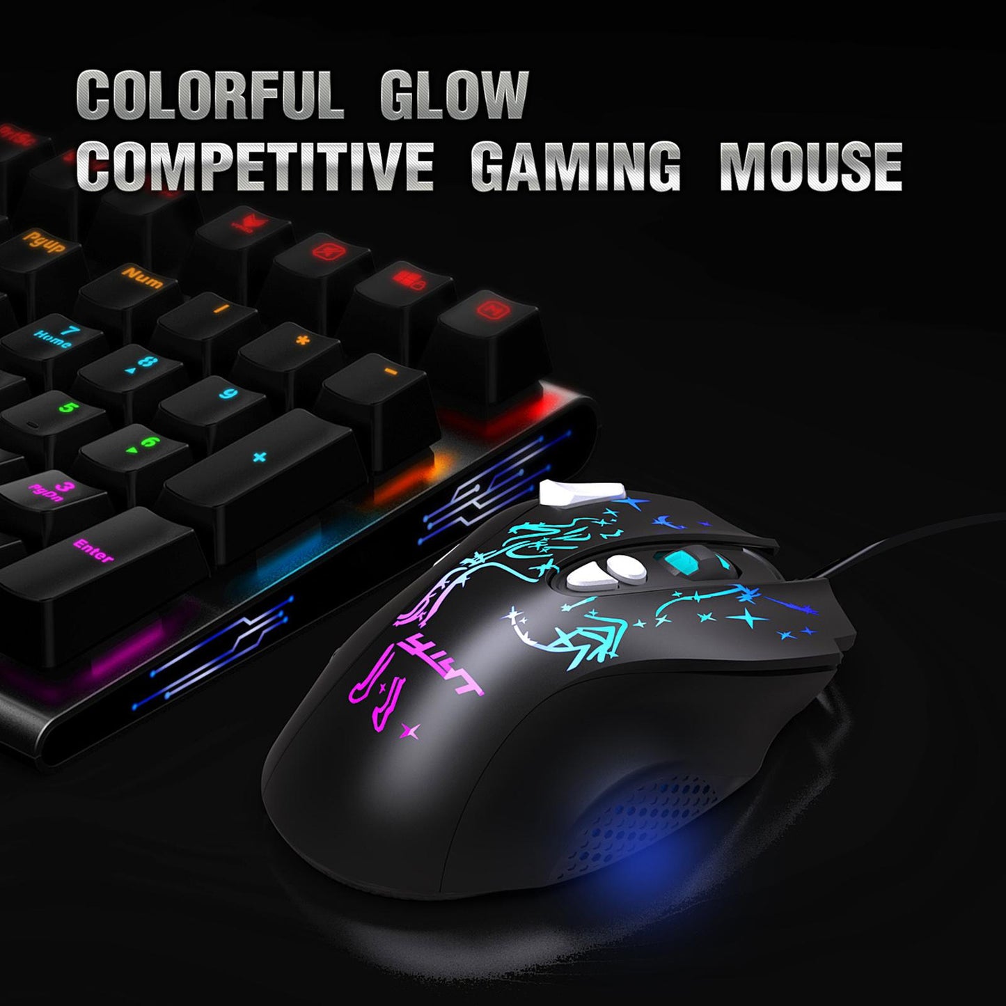 PC RGB Wired Gaming Mouse 6400 DPI Gamer Mice for Home Office Comfortable