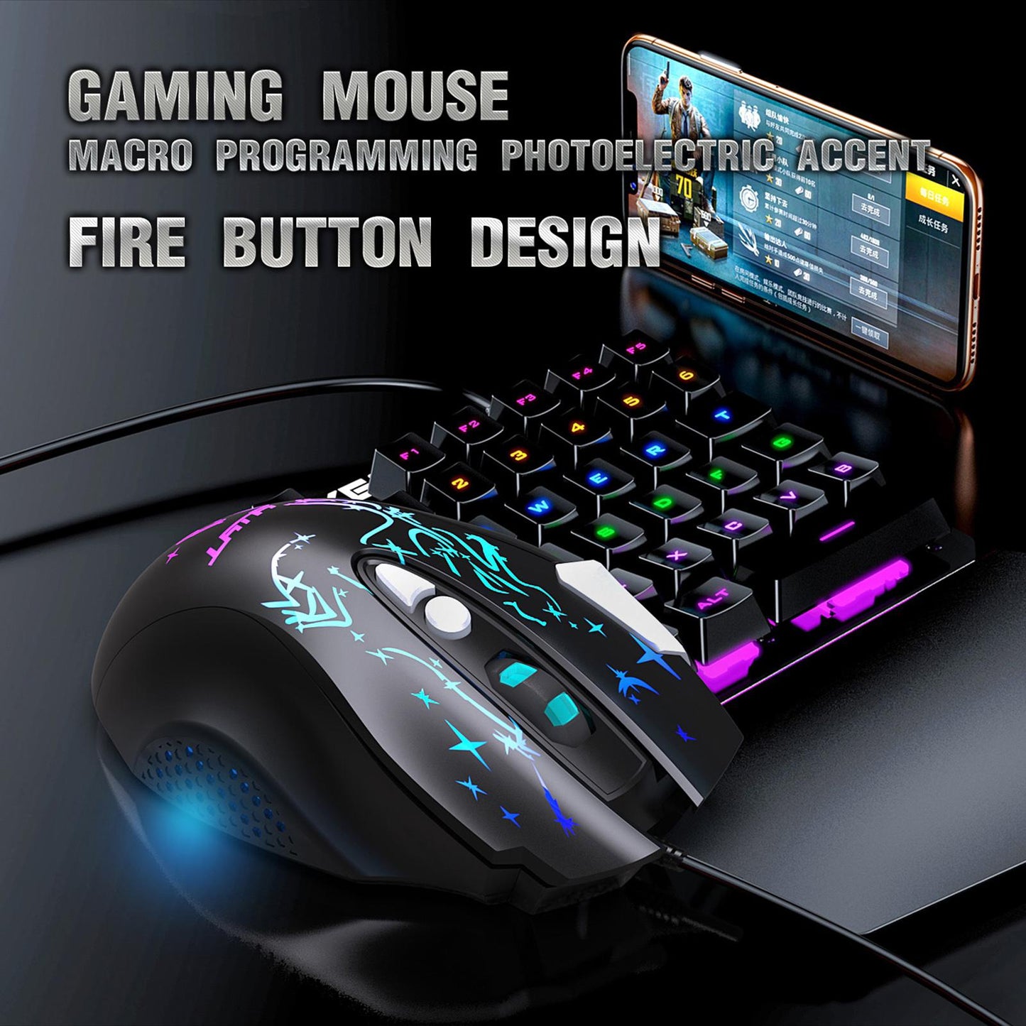 PC RGB Wired Gaming Mouse 6400 DPI Gamer Mice for Home Office Comfortable