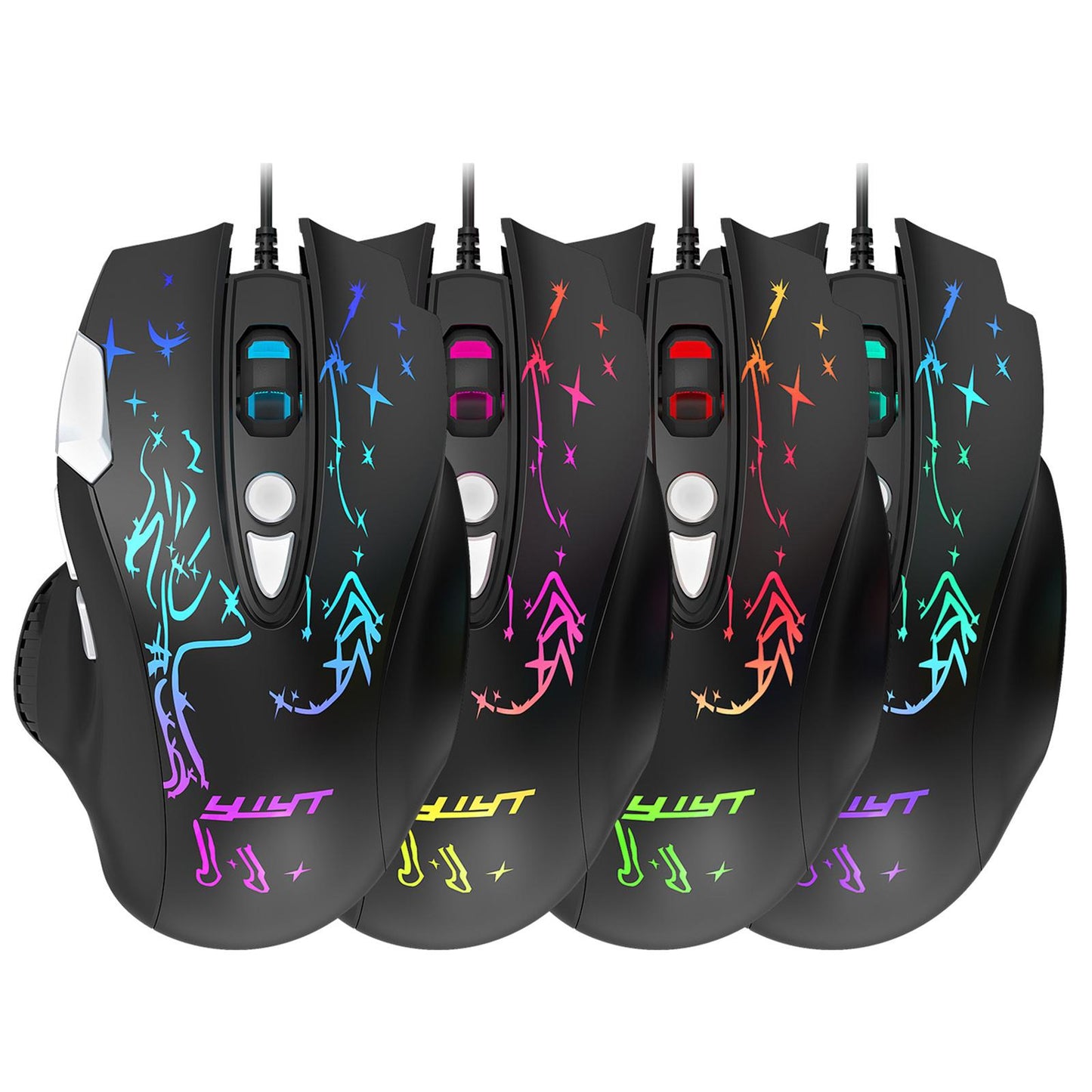 PC RGB Wired Gaming Mouse 6400 DPI Gamer Mice for Home Office Comfortable