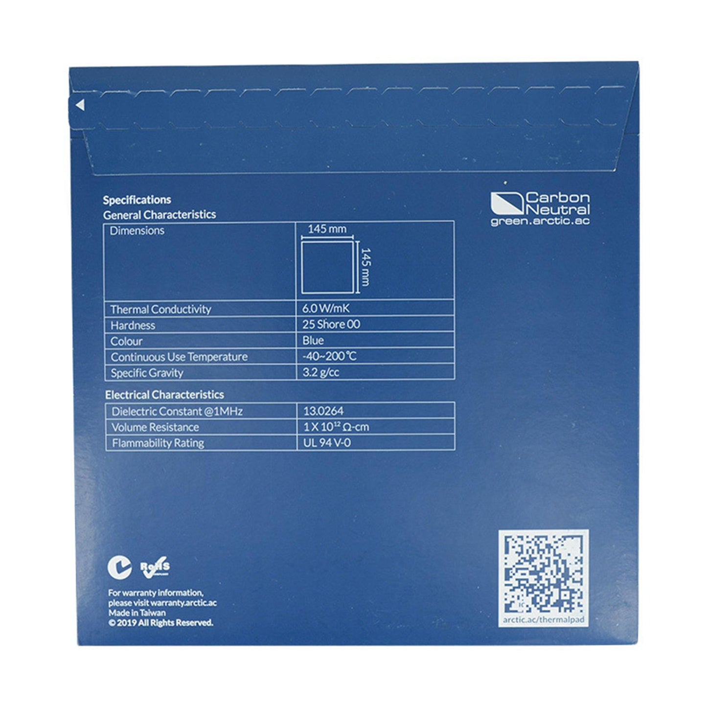 Silicone Thermal Pad 6.0 W/mK for CPU Coolers LED Cooler 145x145x1 mm