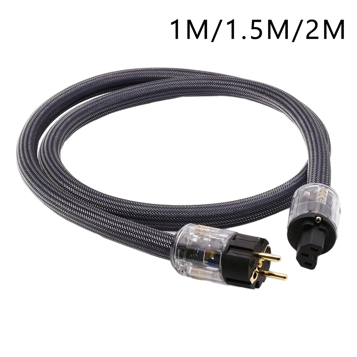 HiFi Audio Power Cable Pure Copper Power Cord Sleeves Power Line EU 1M
