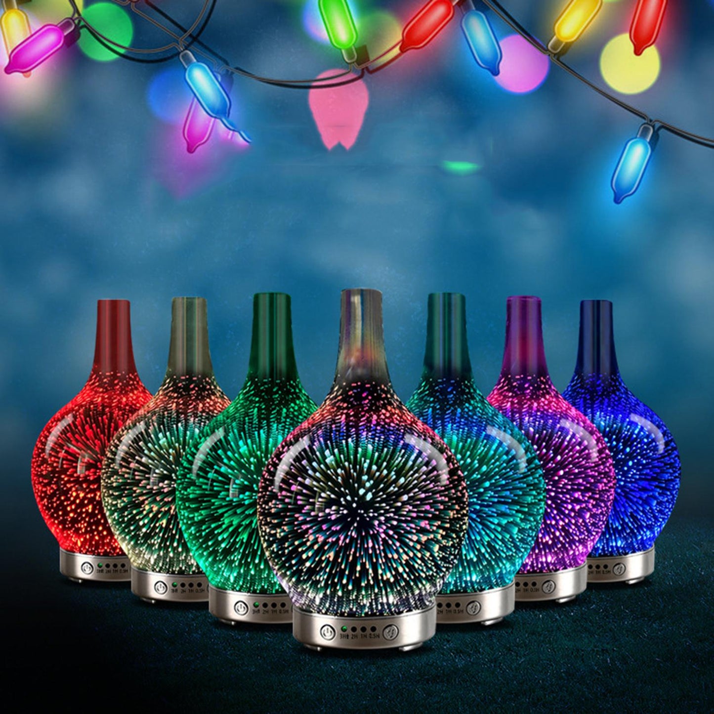 3D Glass Essential Oil Diffuser Quiet Humidifier Night Light Leisure