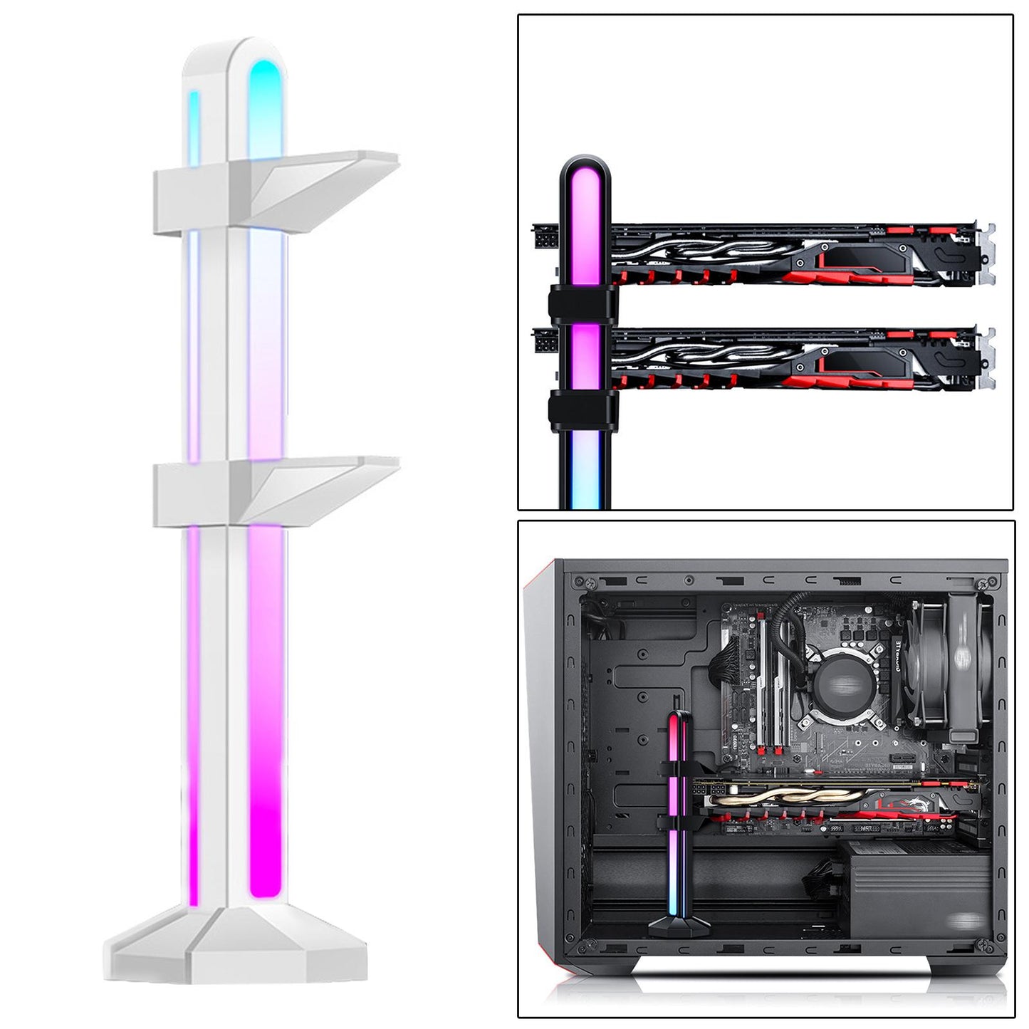 RGB ARGB GPU Holder 5V/12V Graphics Card GPU Bracket Video Card Holder 5V 3Pin White