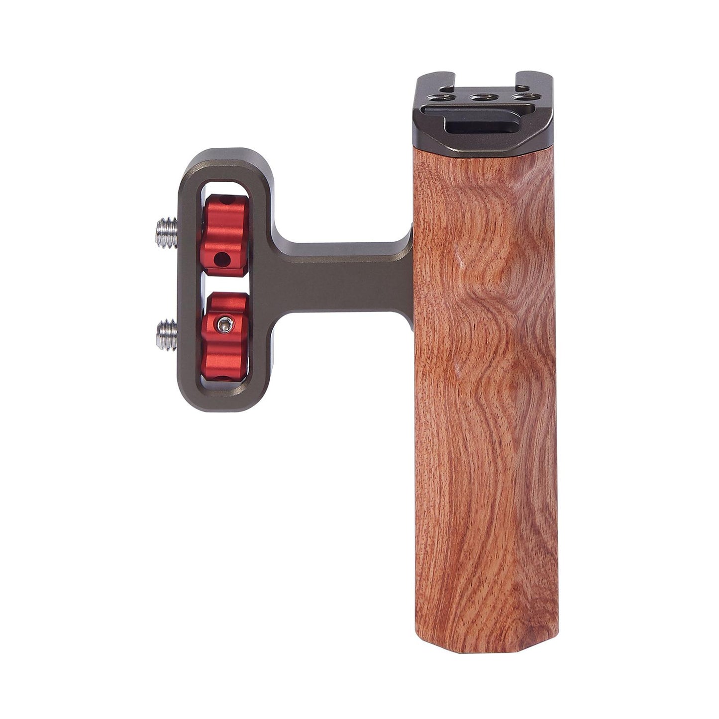 Wood Handle Grip Mount w/Cold Shoe Mounting Microphone Light Monitor Bronze