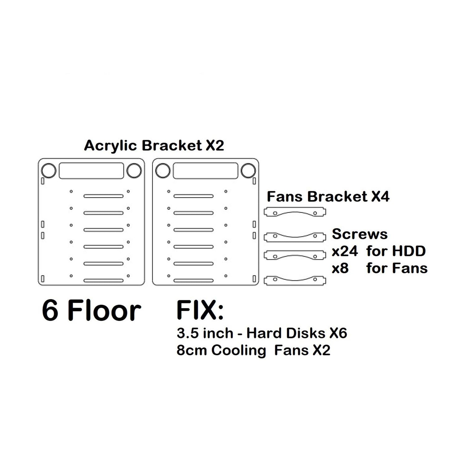 DIY 3.5inch Acrylic Hard Drive Bracket Accessories for HDD Solid 6 Floor