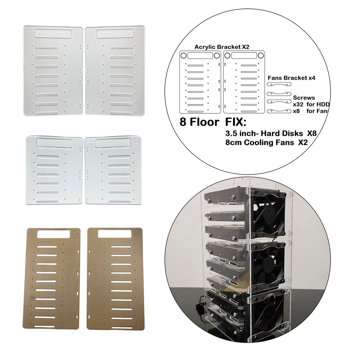 DIY 3.5inch Acrylic Hard Drive Bracket Accessories for HDD Solid 6 Floor
