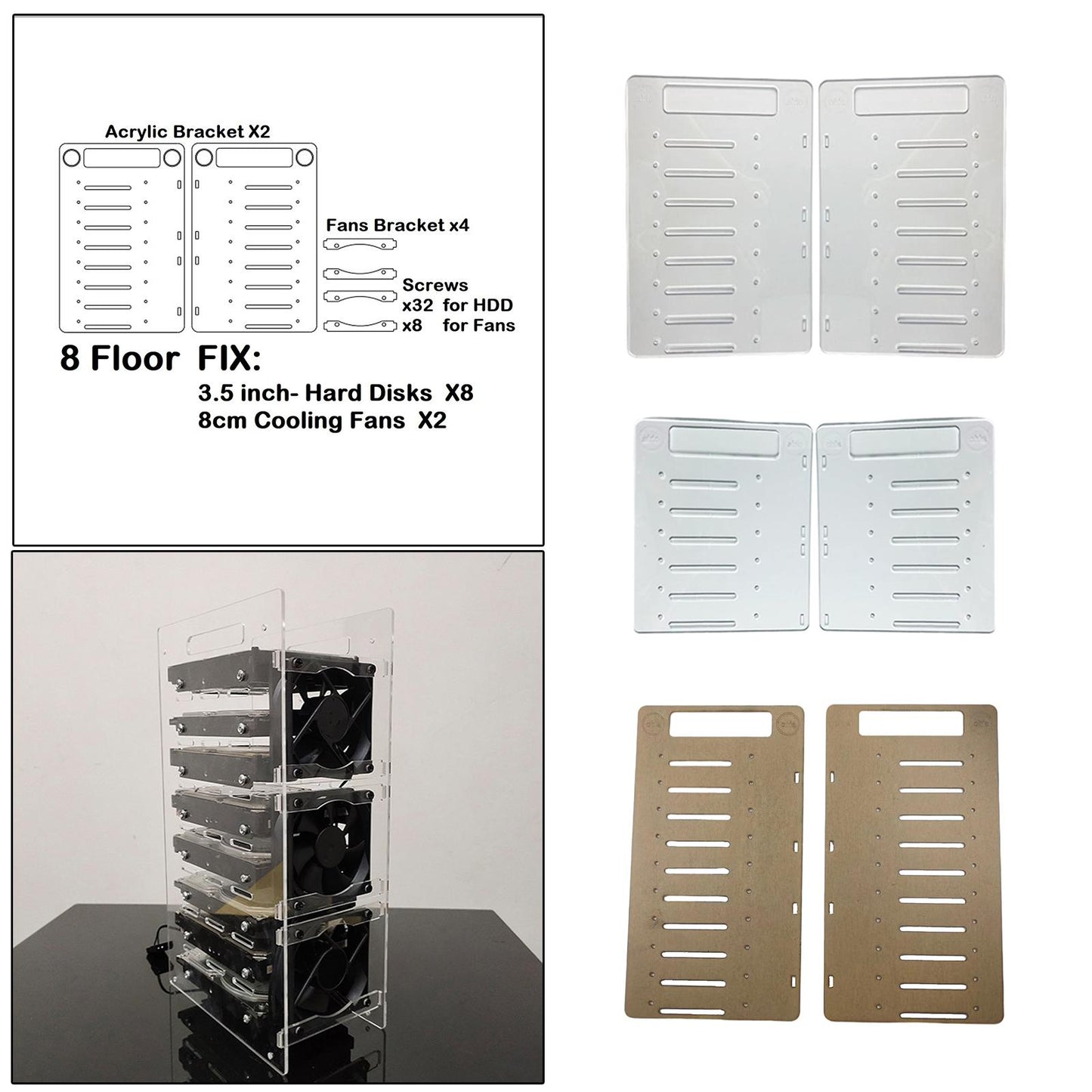 DIY 3.5inch Acrylic Hard Drive Bracket Accessories for HDD Solid 6 Floor