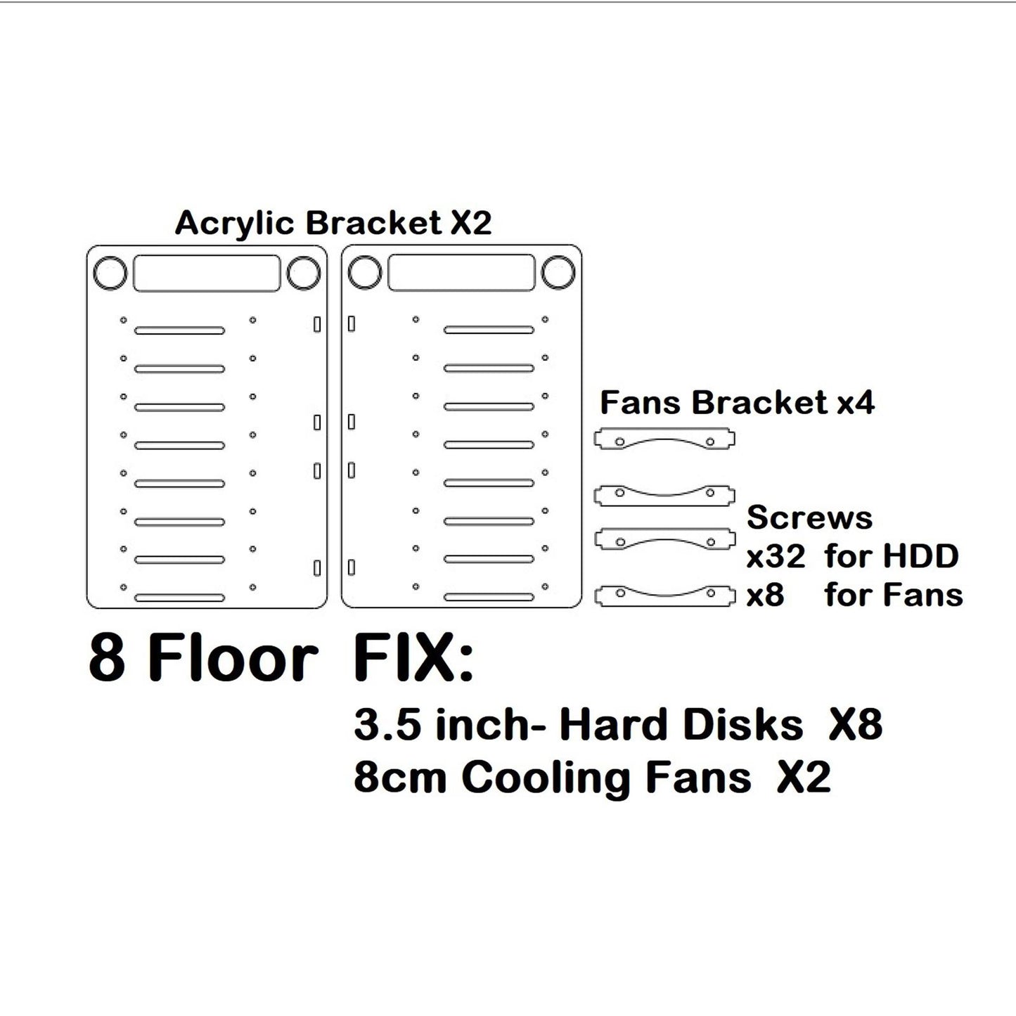 DIY 3.5inch Acrylic Hard Drive Bracket Accessories for HDD Solid 8 Floor