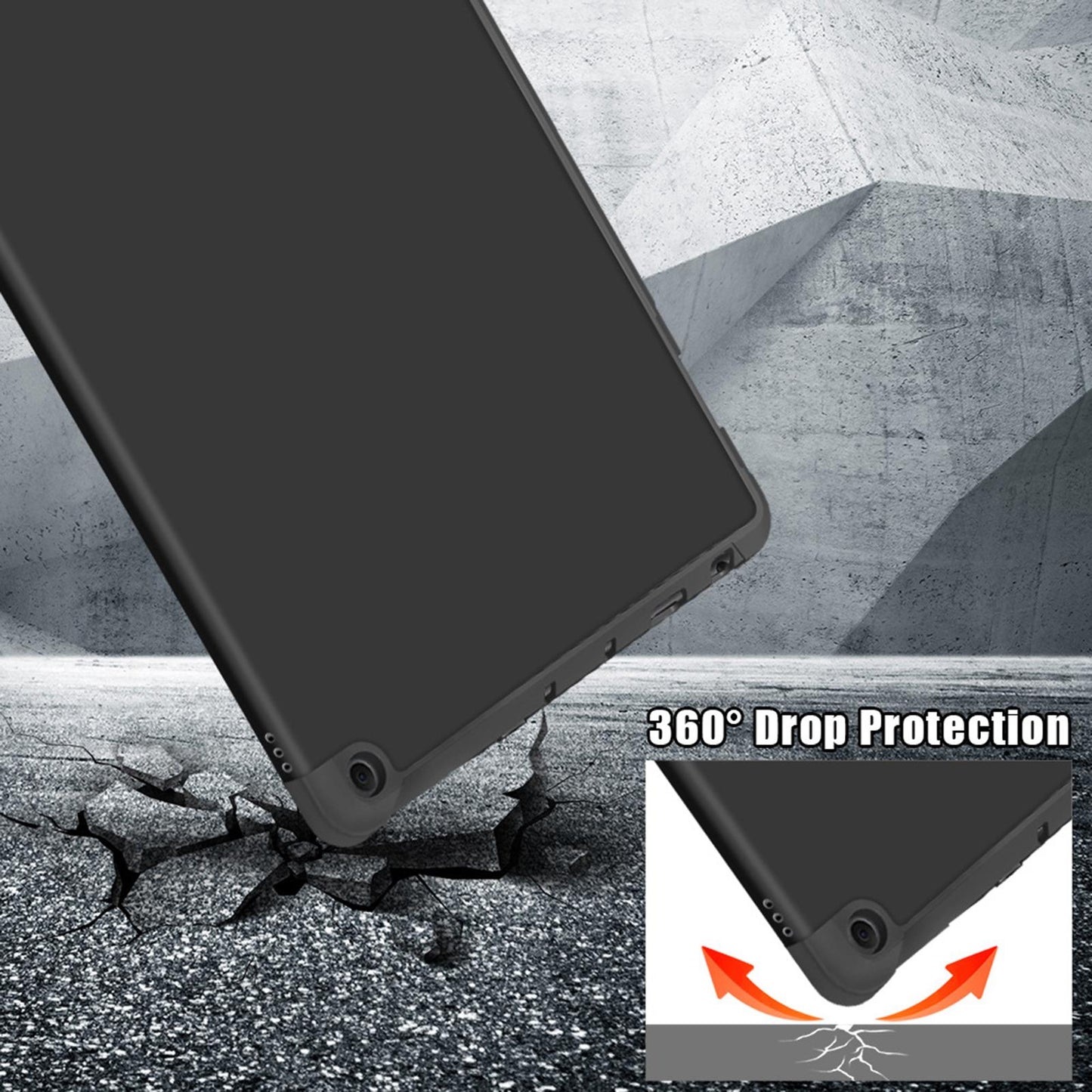 Ultra Slim Folding Protector Case Cover For Fire HD10 2021 Auto Wake black