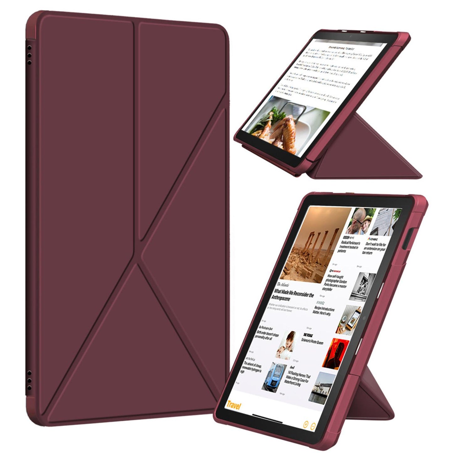 Ultra Slim Folding Protector Case Cover For Fire HD10 2021 Auto Wake red