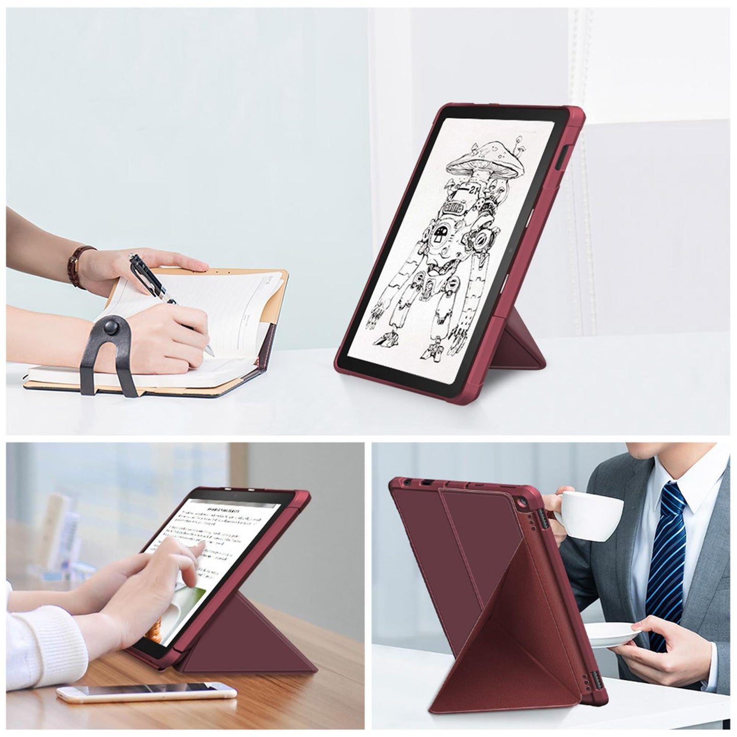 Ultra Slim Folding Protector Case Cover For Fire HD10 2021 Auto Wake red