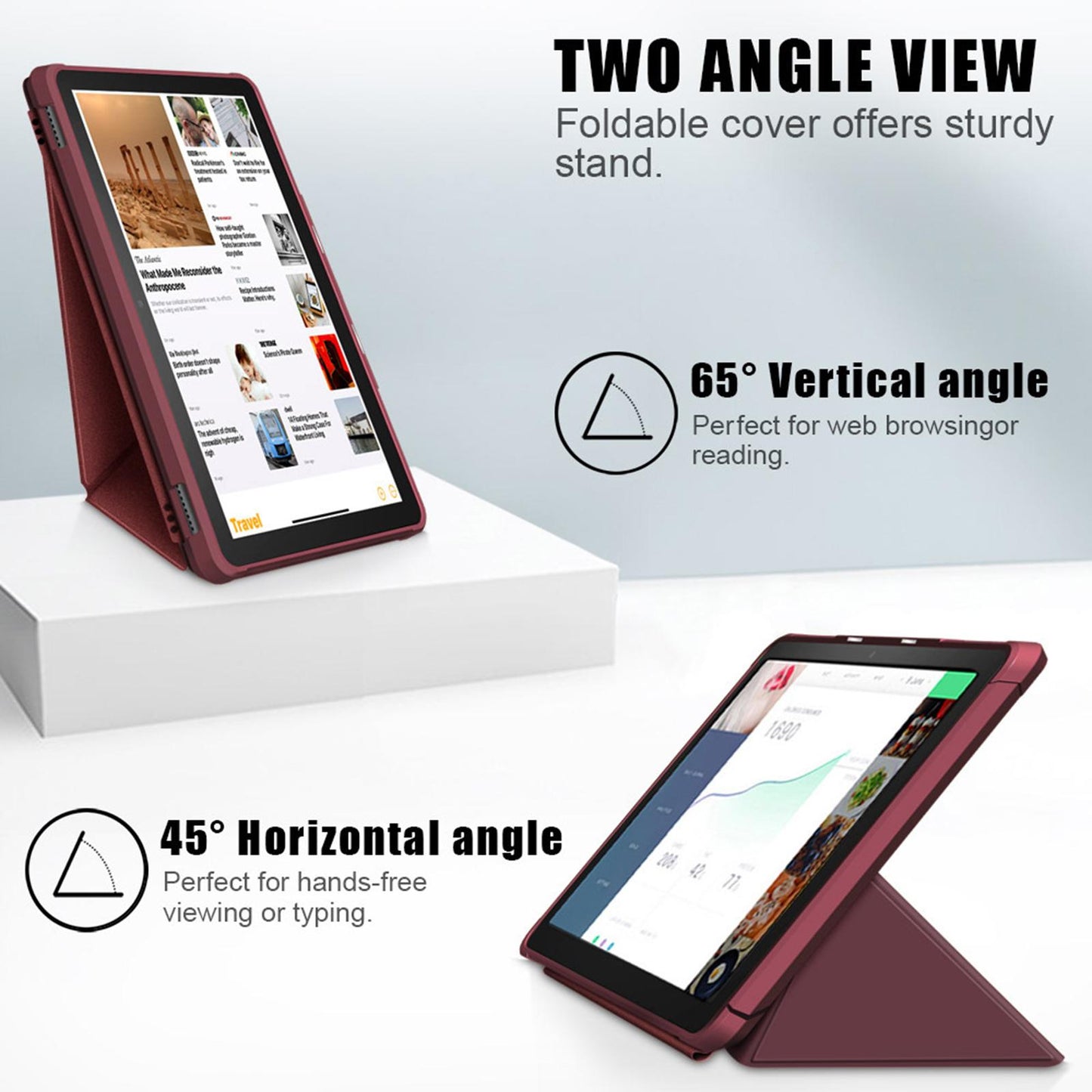 Ultra Slim Folding Protector Case Cover For Fire HD10 2021 Auto Wake red
