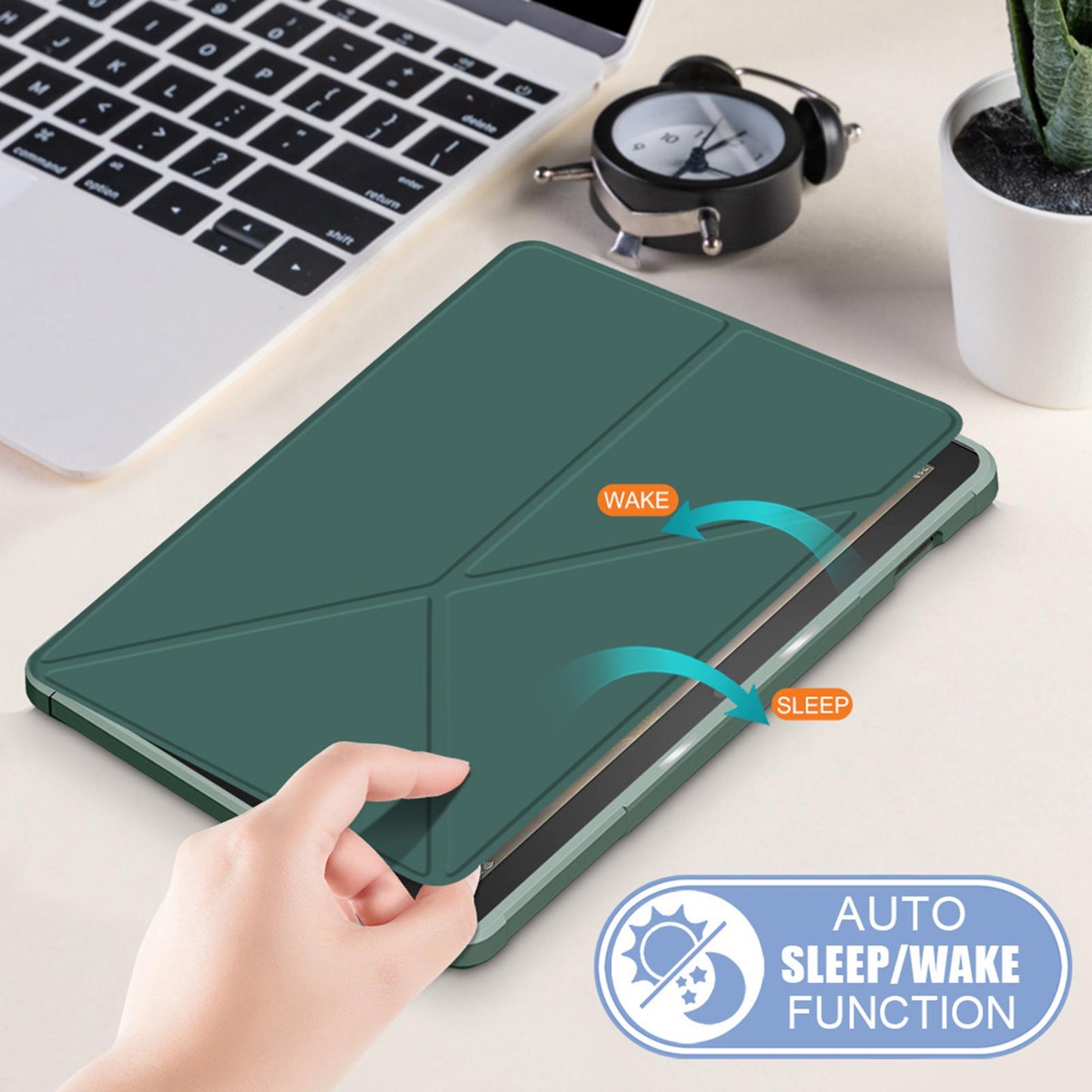 Ultra Slim Folding Protector Case Cover For Fire HD10 2021 Auto Wake green