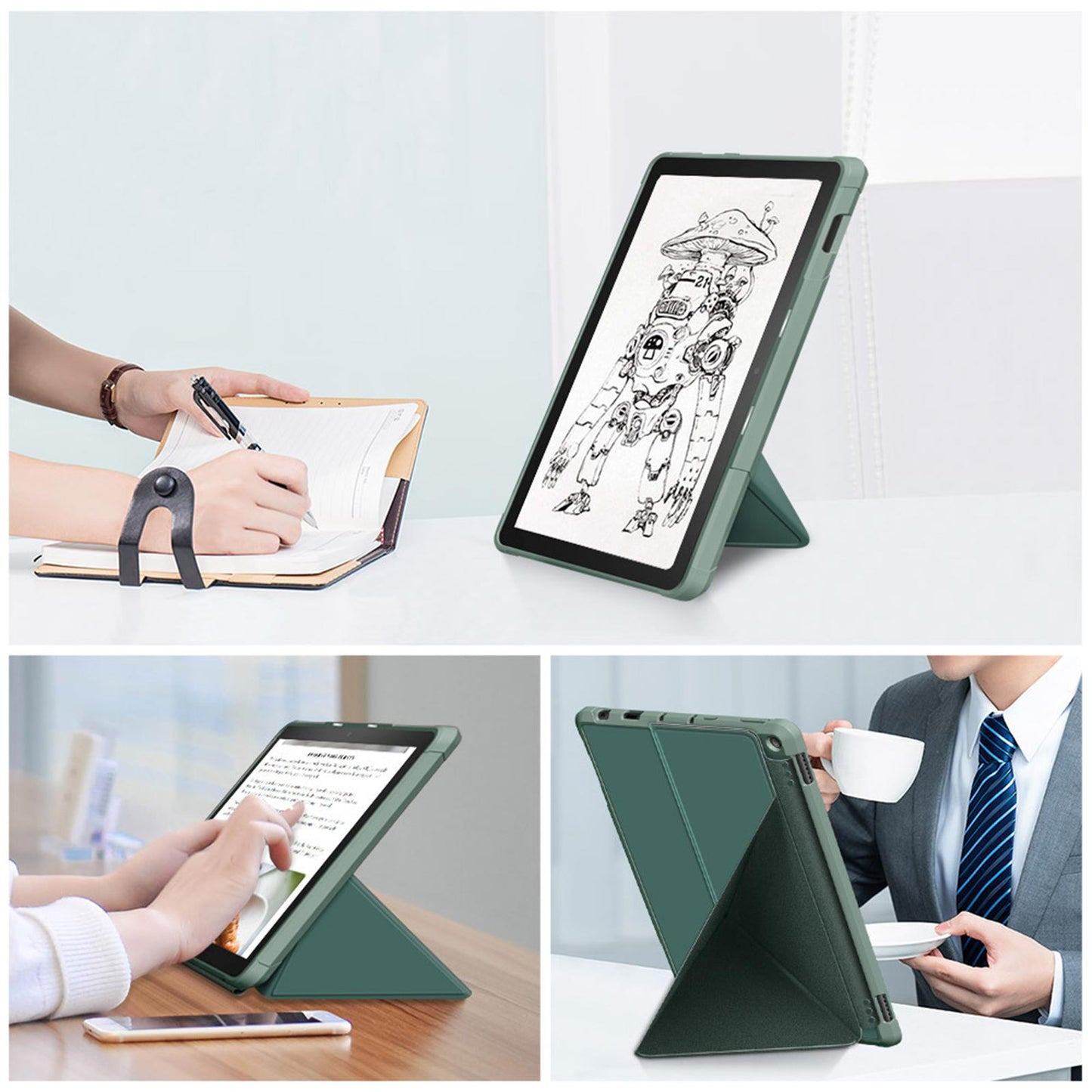 Ultra Slim Folding Protector Case Cover For Fire HD10 2021 Auto Wake green
