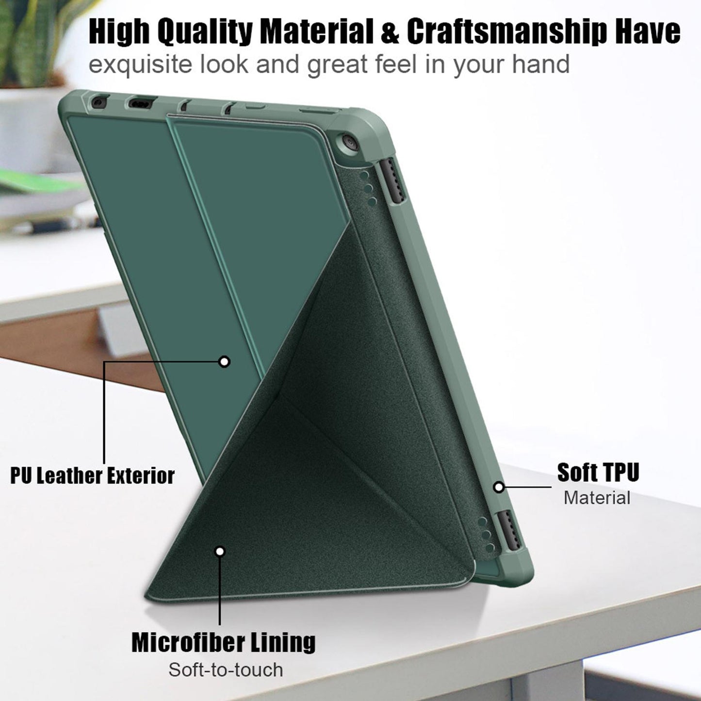 Ultra Slim Folding Protector Case Cover For Fire HD10 2021 Auto Wake green