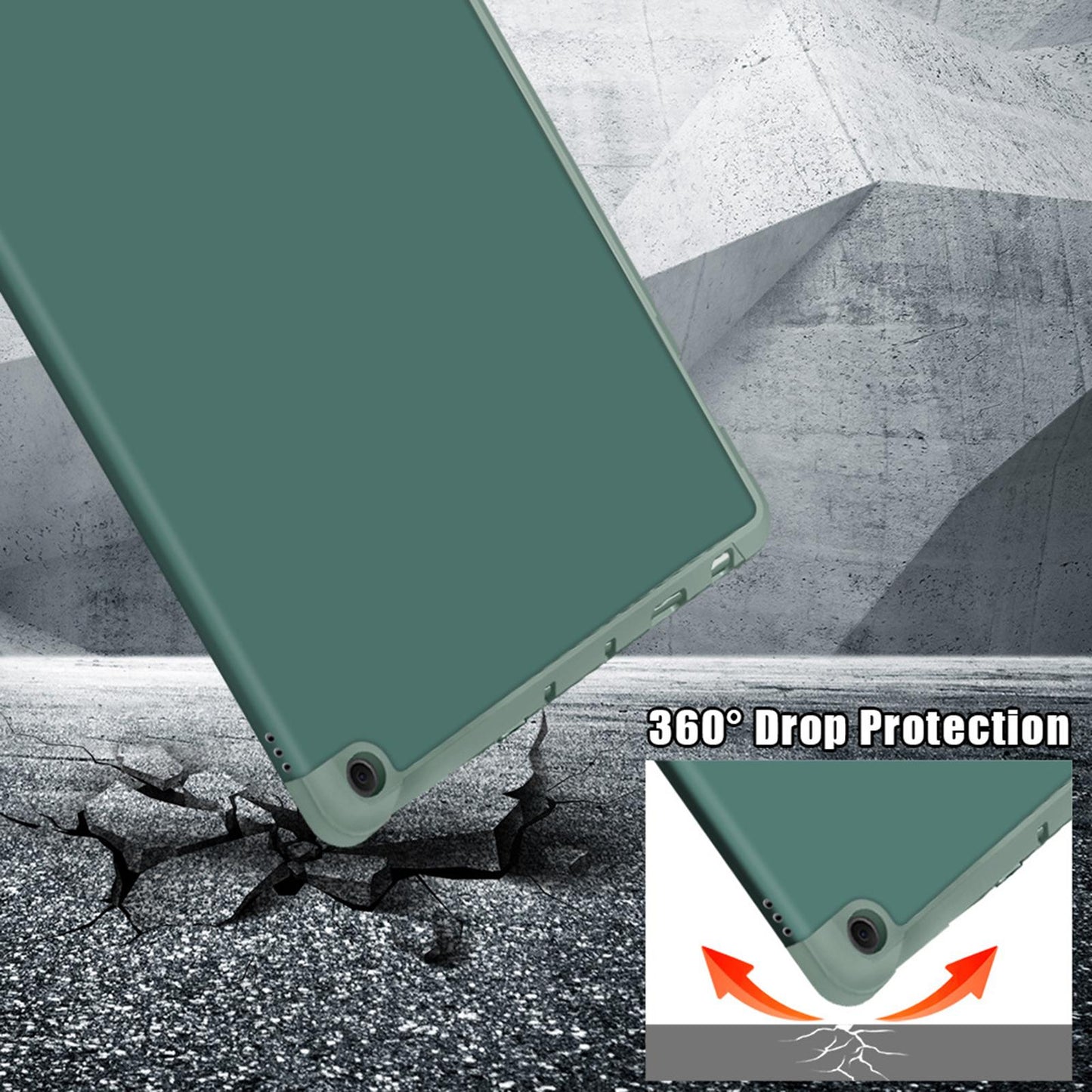Ultra Slim Folding Protector Case Cover For Fire HD10 2021 Auto Wake green