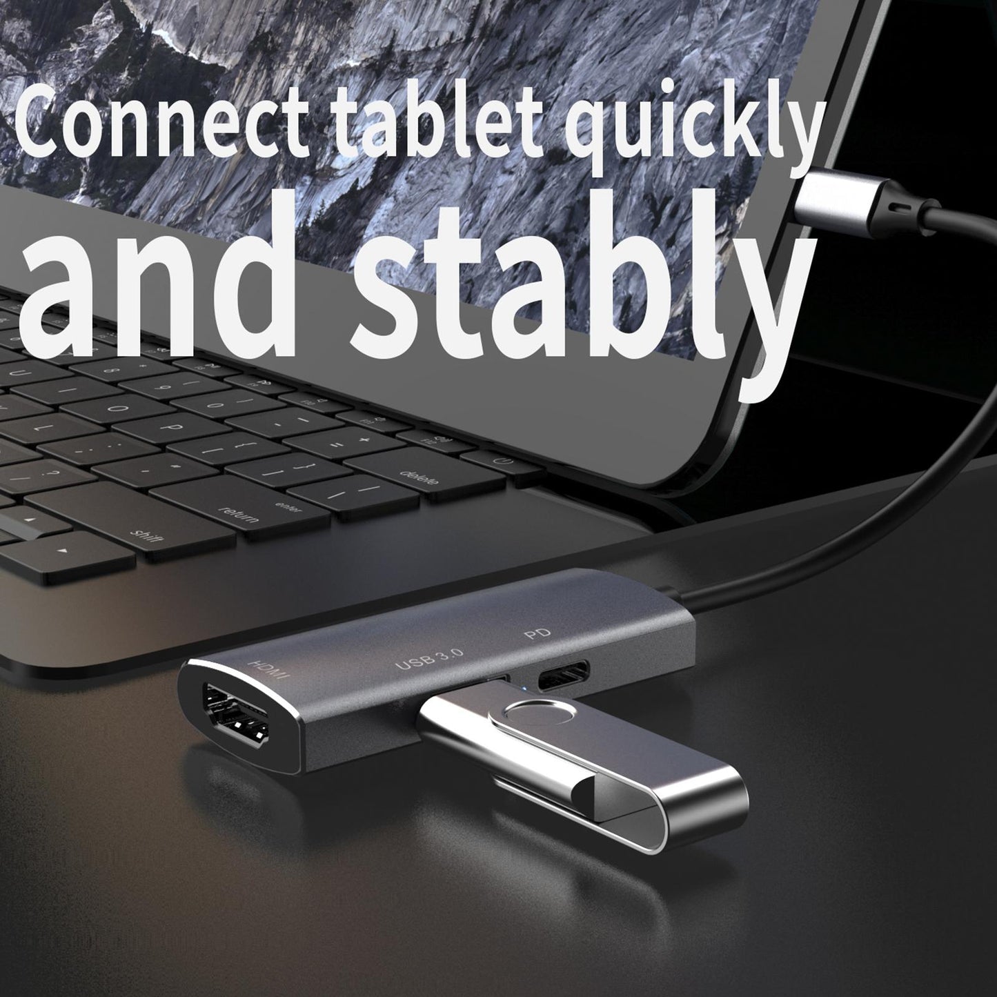 3-in-1 USB-C Hub Extender 5Gb/s for Nitendo Switch for Macbook Laptops Grey