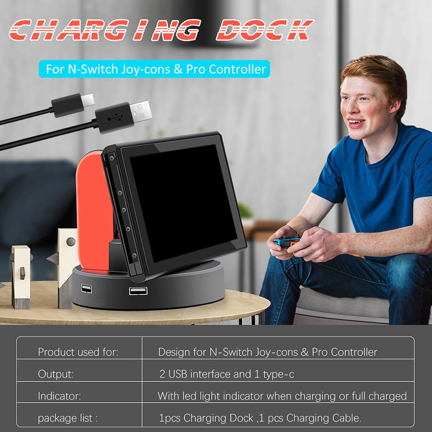 Charging Dock Charger Stand For Nintendo Switch Joy-Con Controller GNS620