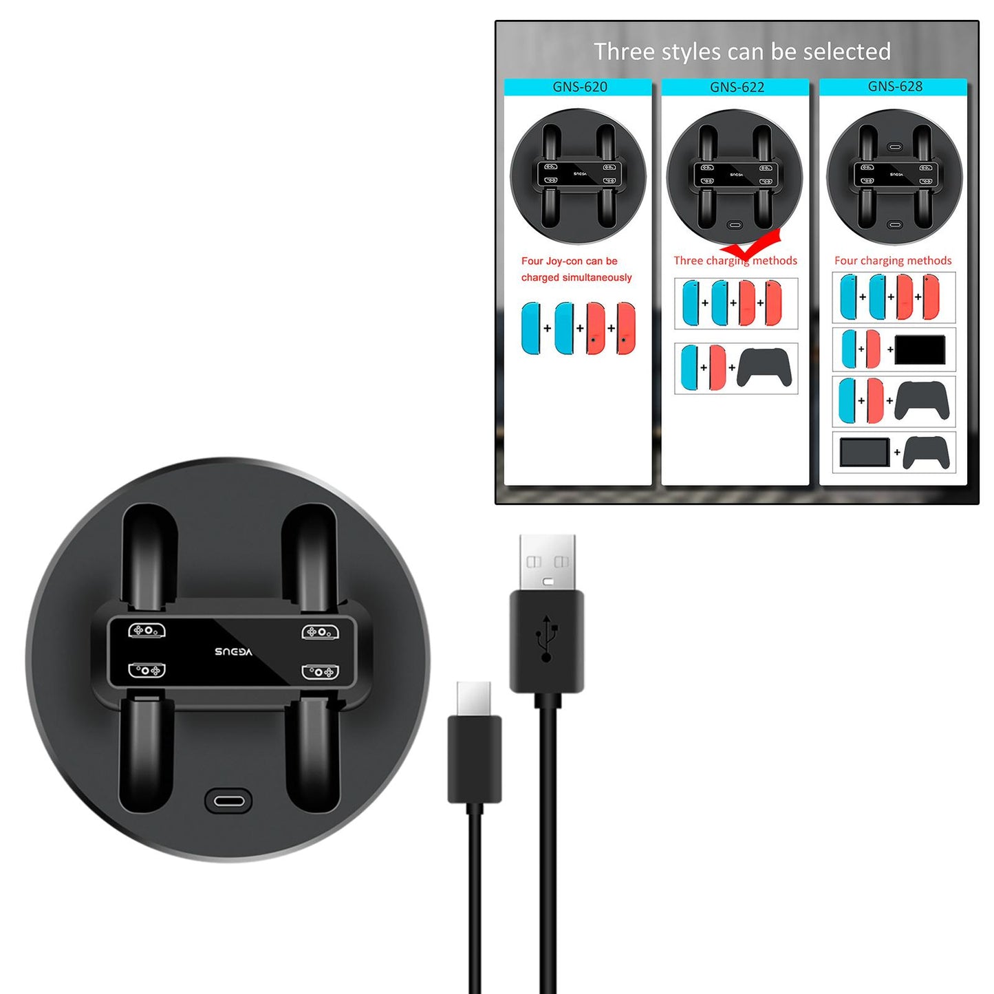 Charging Dock Charger Stand For Nintendo Switch Joy-Con Controller GNS622
