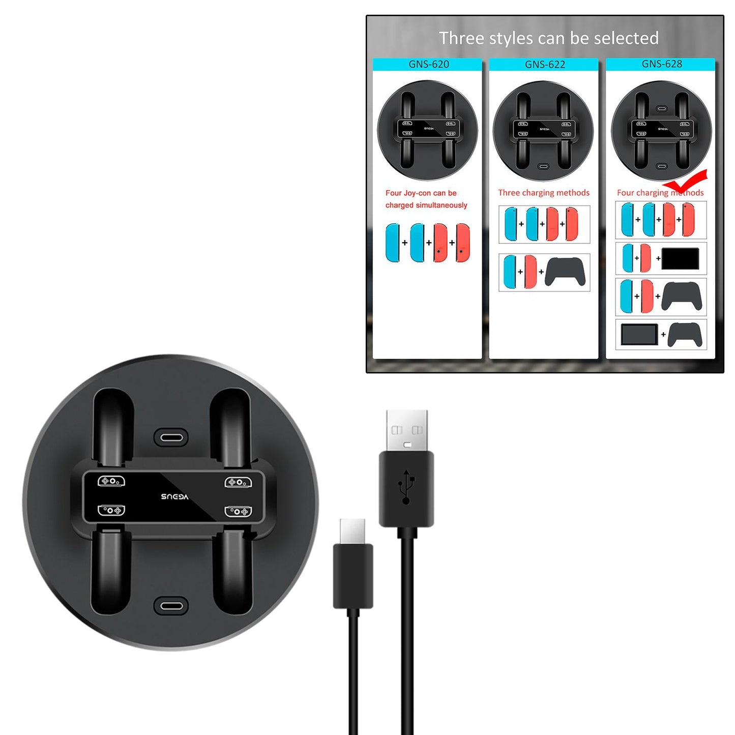 Charging Dock Charger Stand For Nintendo Switch Joy-Con Controller GNS628