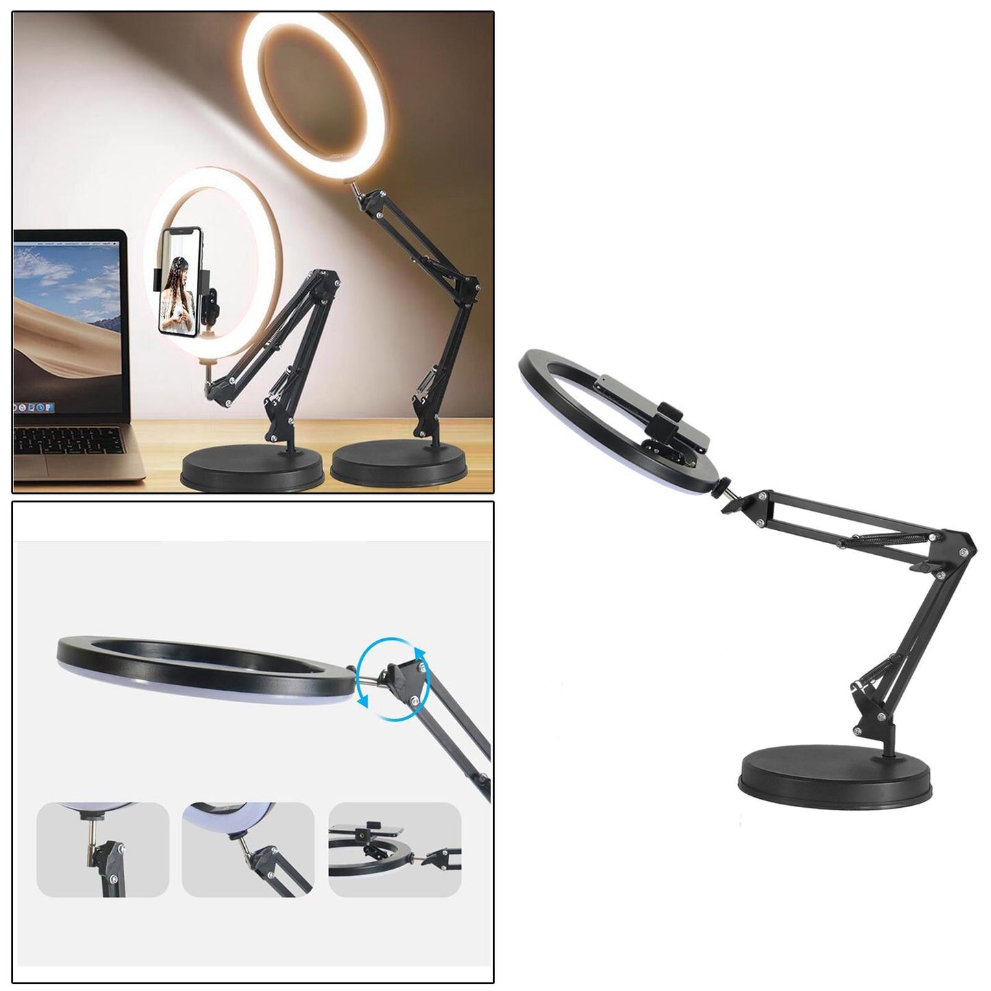 Adjustable Phone Holder for Live Stream Makeup Live Broadcast Webcam Set F