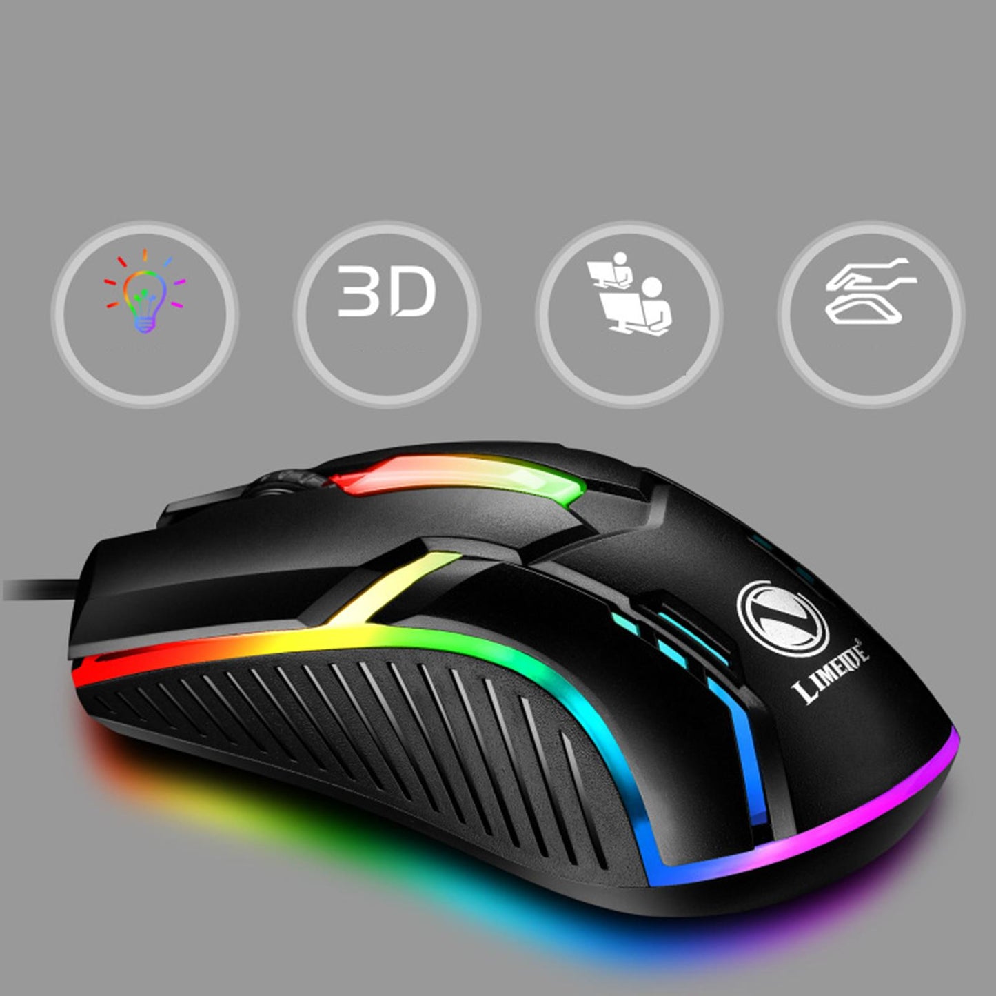 E-Sports USB Luminous Wired Gaming Mouse 2400 DPI PC Gamer Mice White