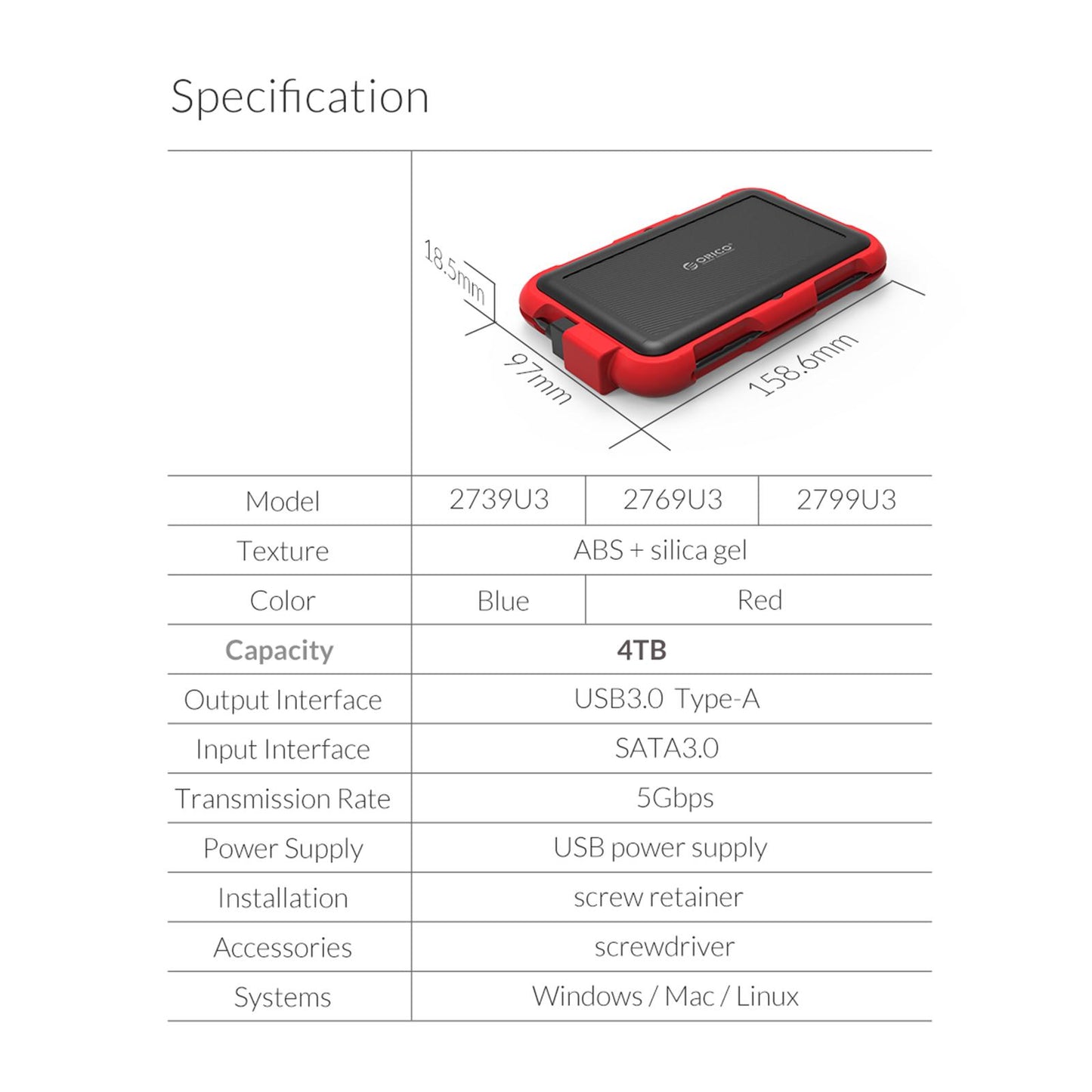 2.5 USB Hard Drive HDD Enclosure Adapter Case Data Storage Blue "