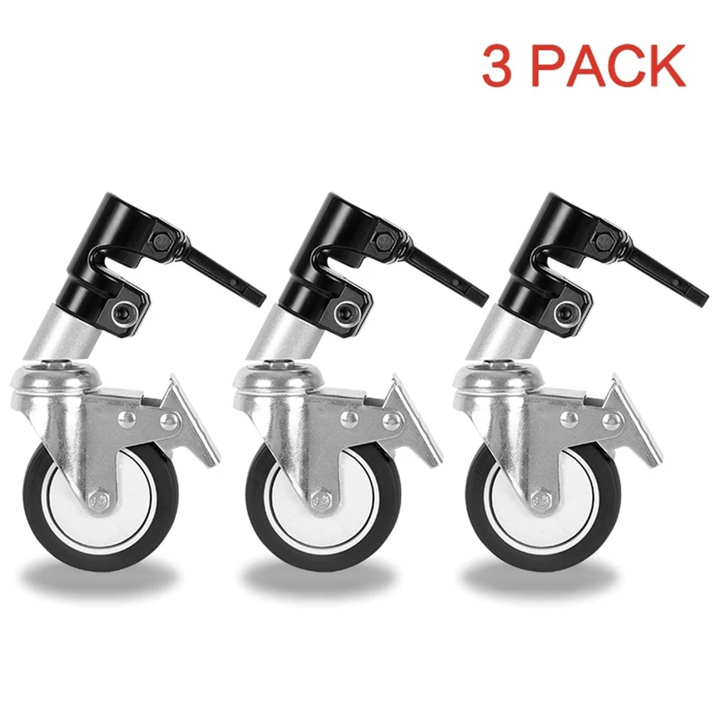 3pcs Swivel Caster Wheels Photography Stand for Photo Video Light Stand
